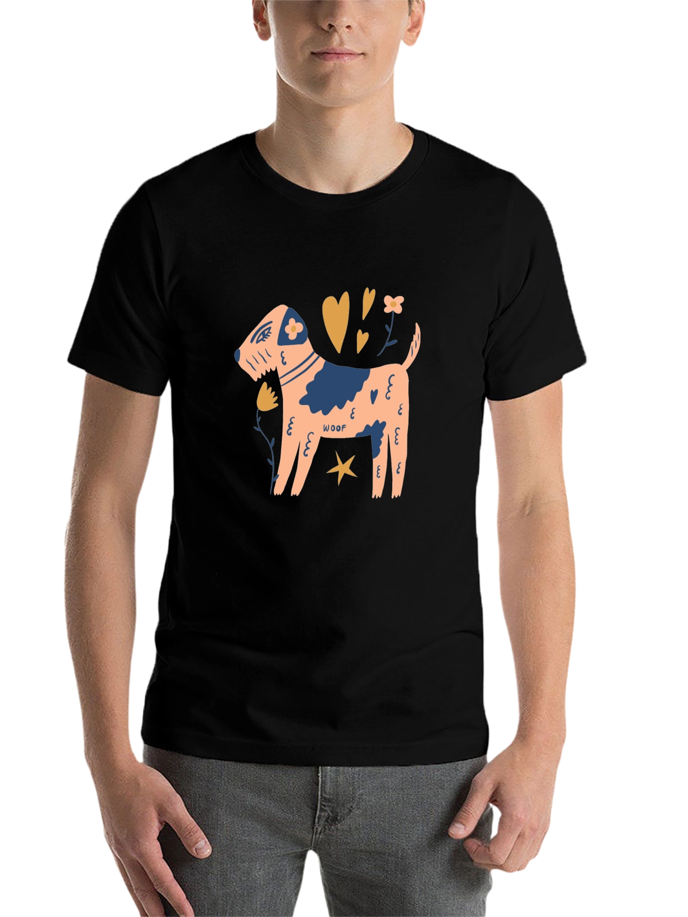 Black Woof Dog Graphic Tee - Stylish Cotton Blend view 7