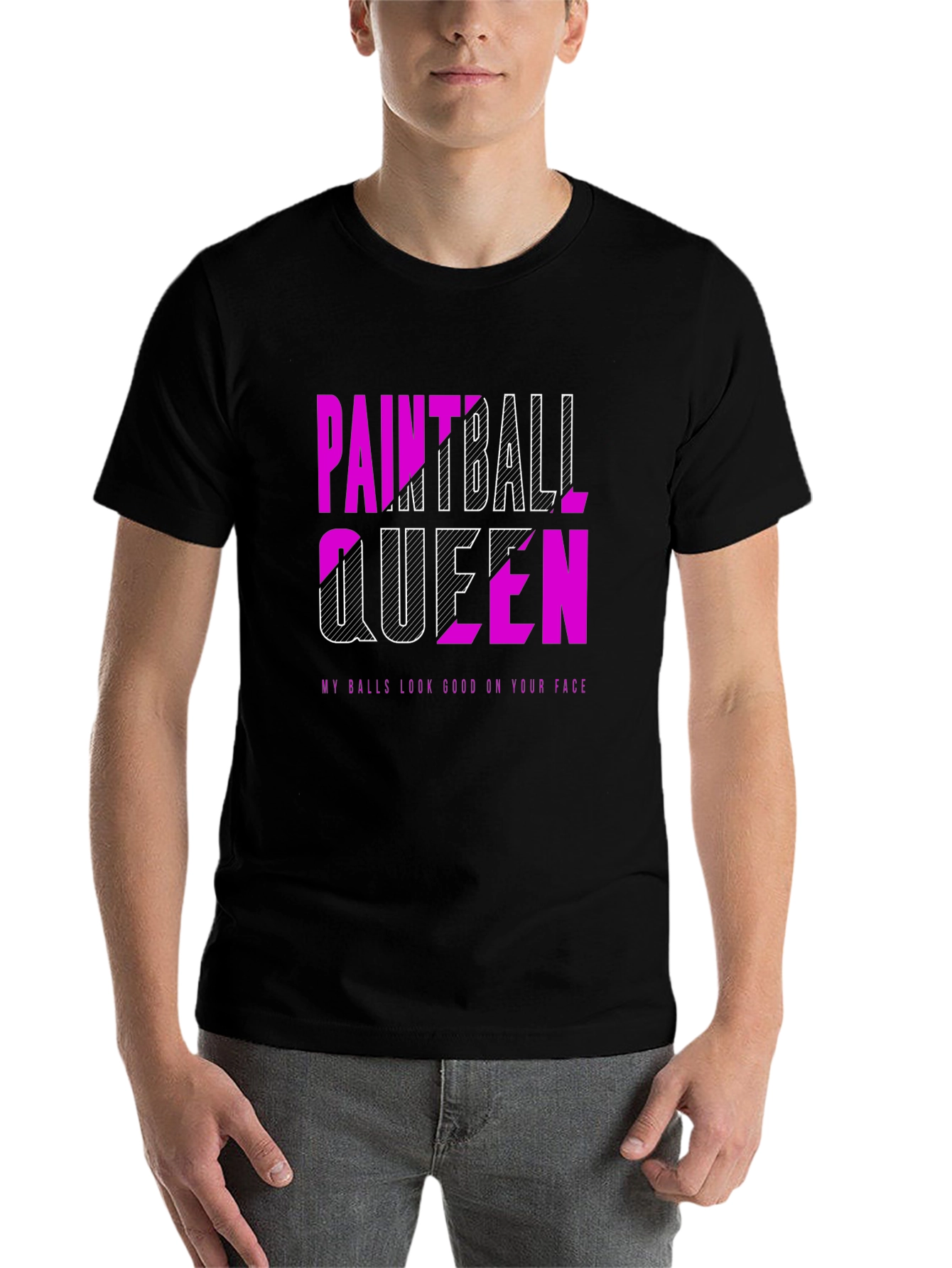 Black Paintball Queen T-Shirt - Funny Graphic Tee view 7