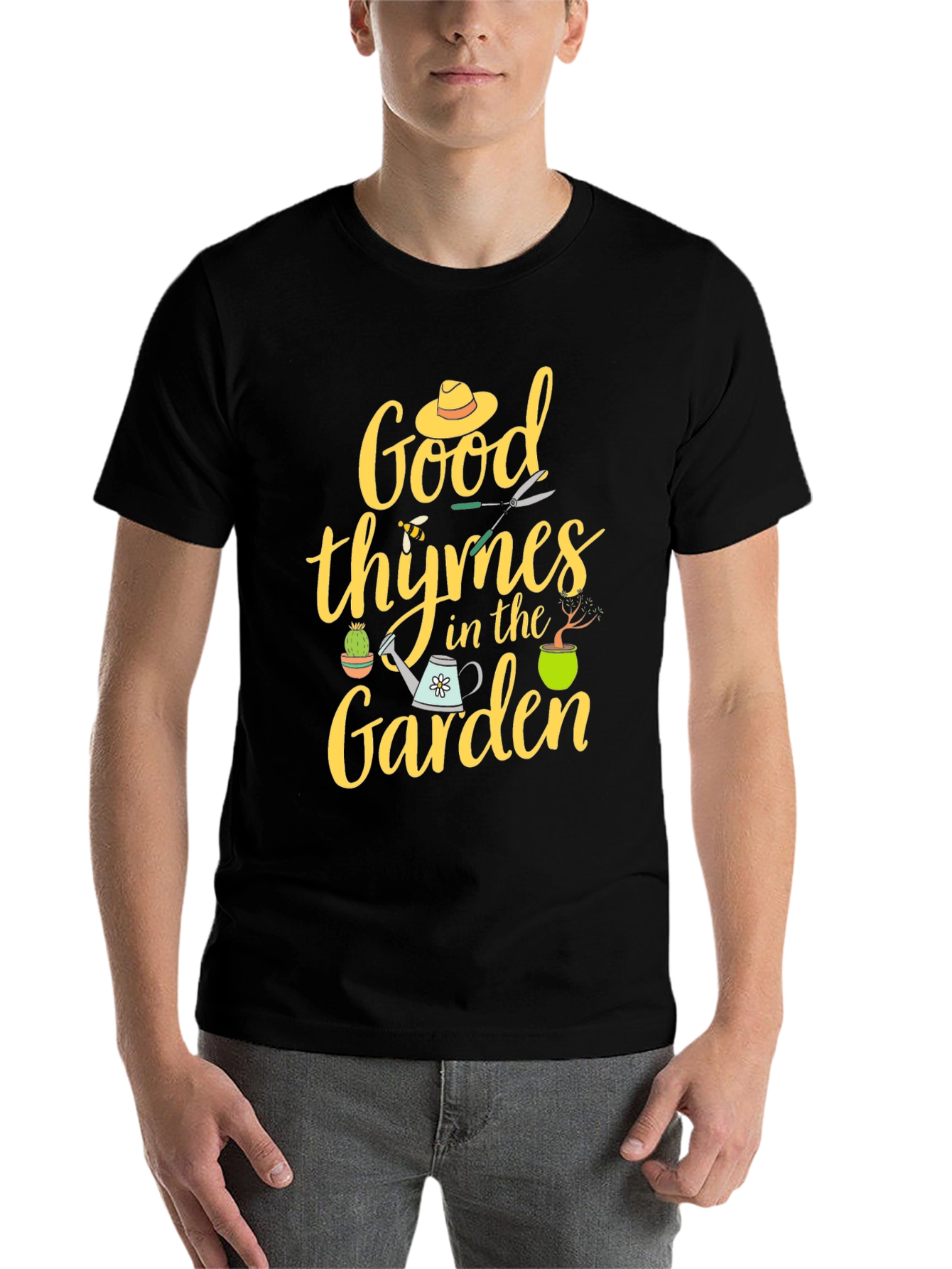Black Good Thymes In The Garden T-Shirt view 7