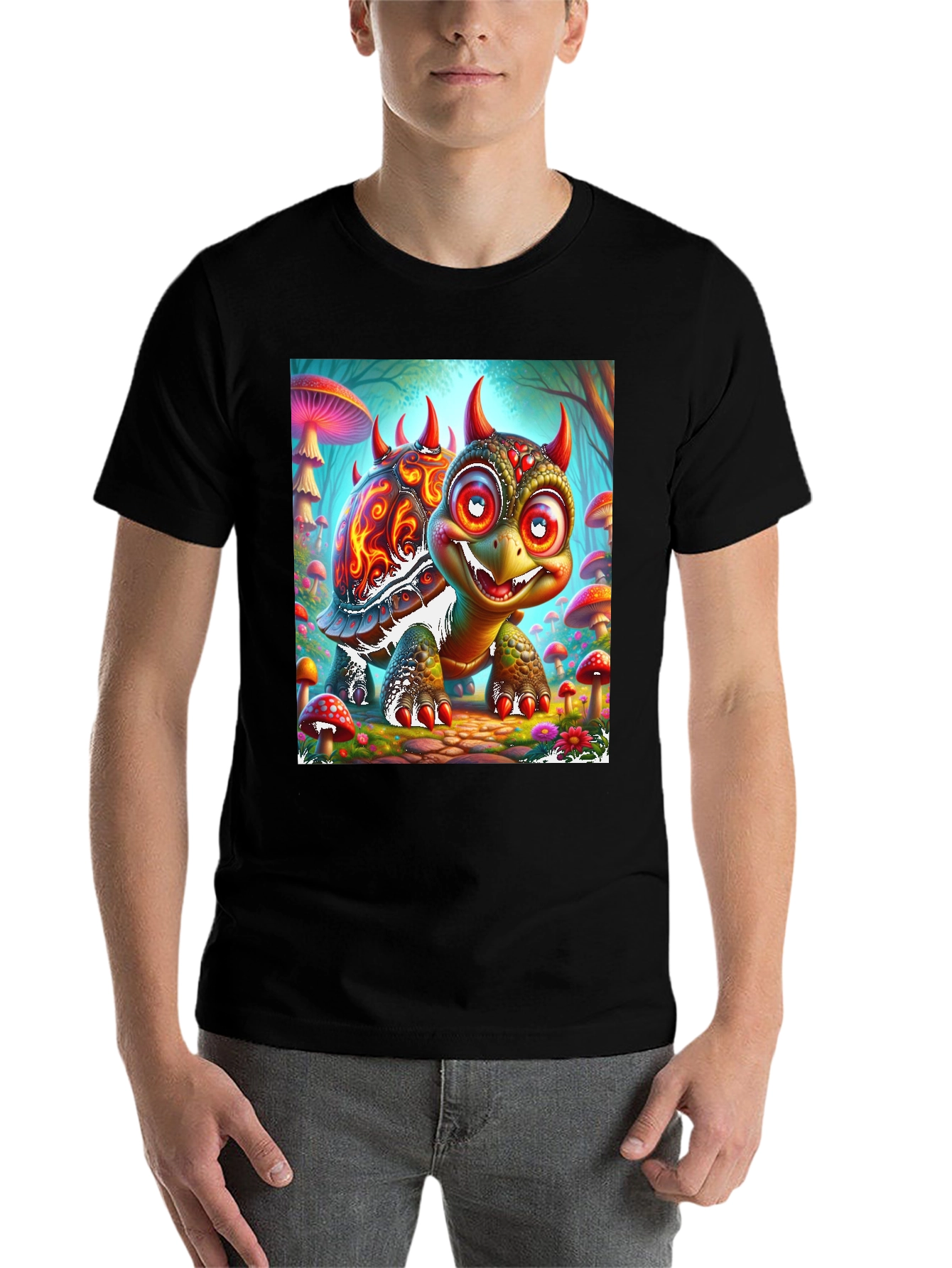 Black Turtle Devil Cartoon Graphic Tee view 7