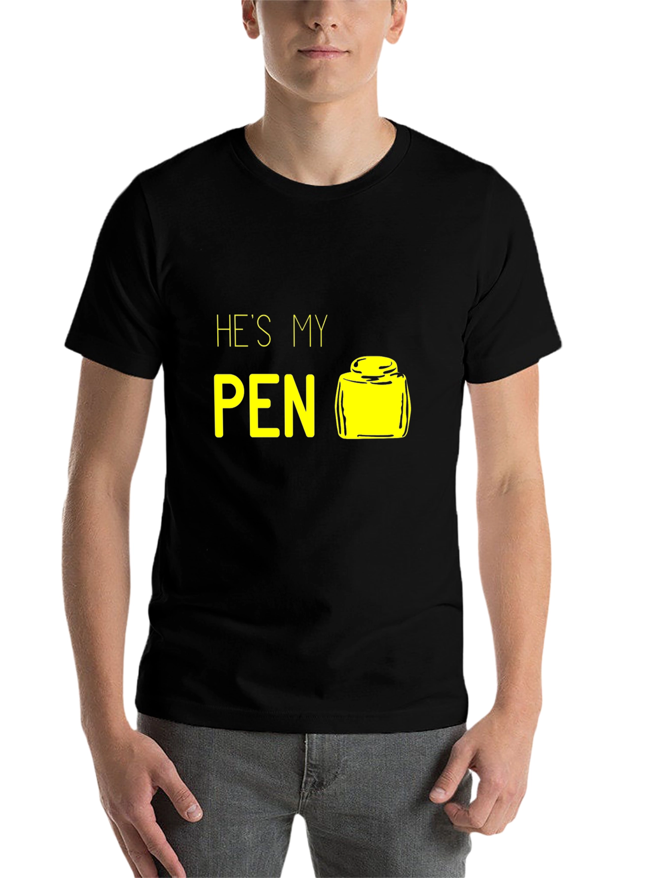 Black He's My Pen Funny Graphic T-Shirt view 7