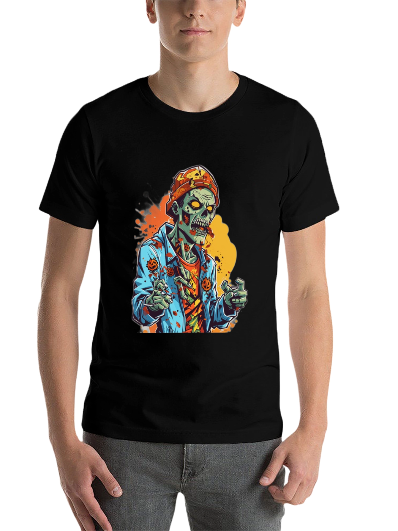 Black Zombie Halloween Graphic Tee view 7
