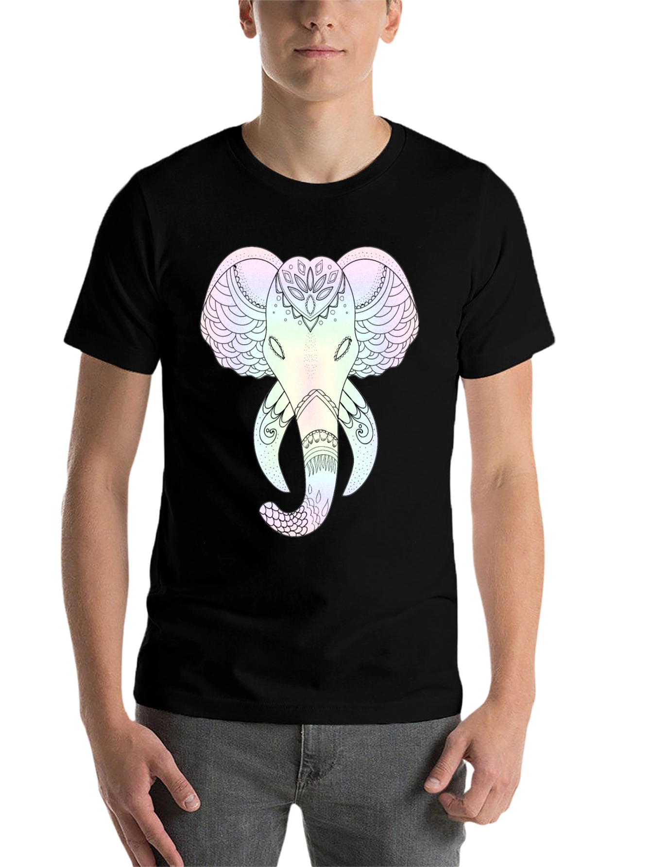 Black Elephant Mandala Graphic Tee - Stylish and Unique view 7