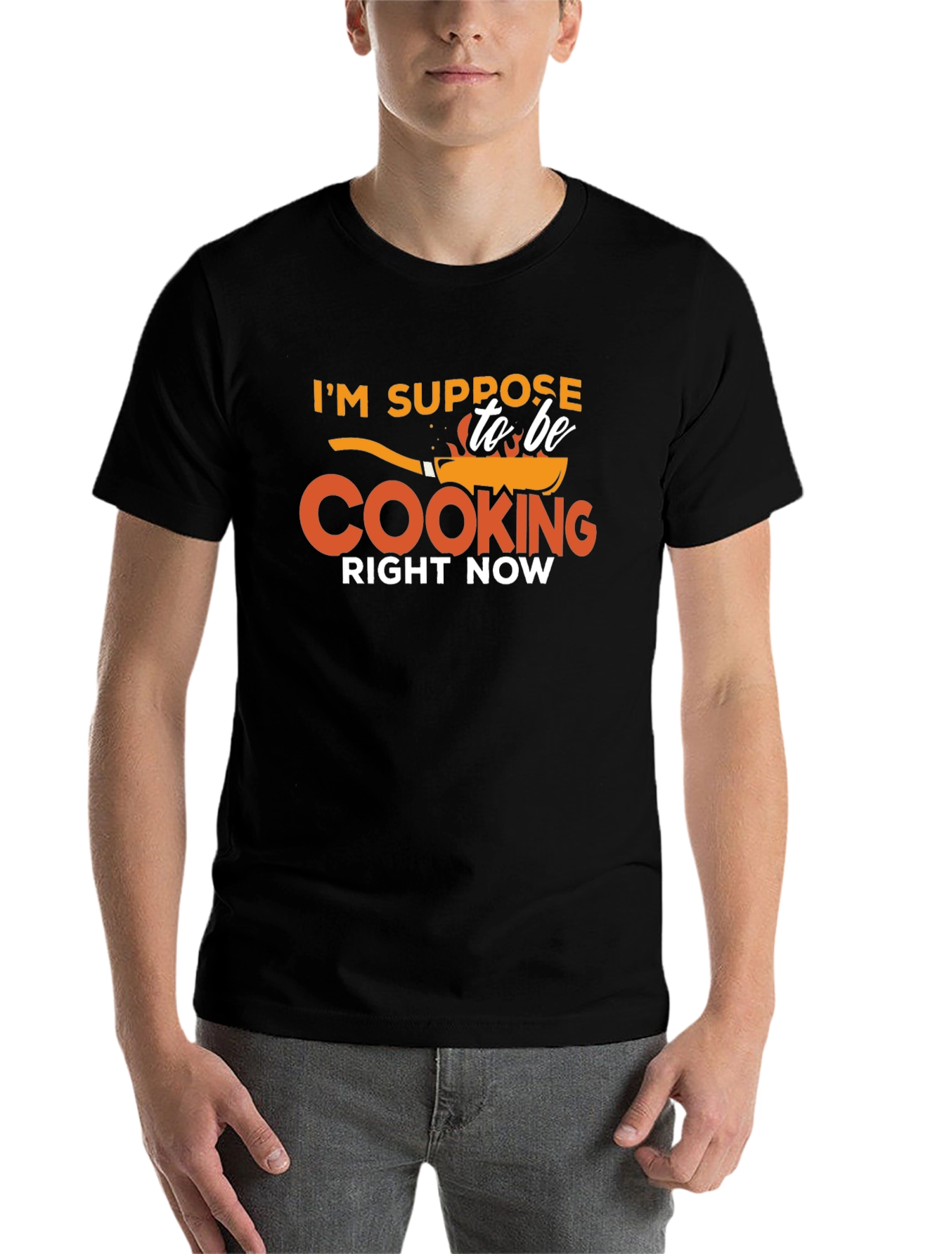 Black Funny Cooking T-Shirt - I'm Suppose to be Cooking Right Now view 7