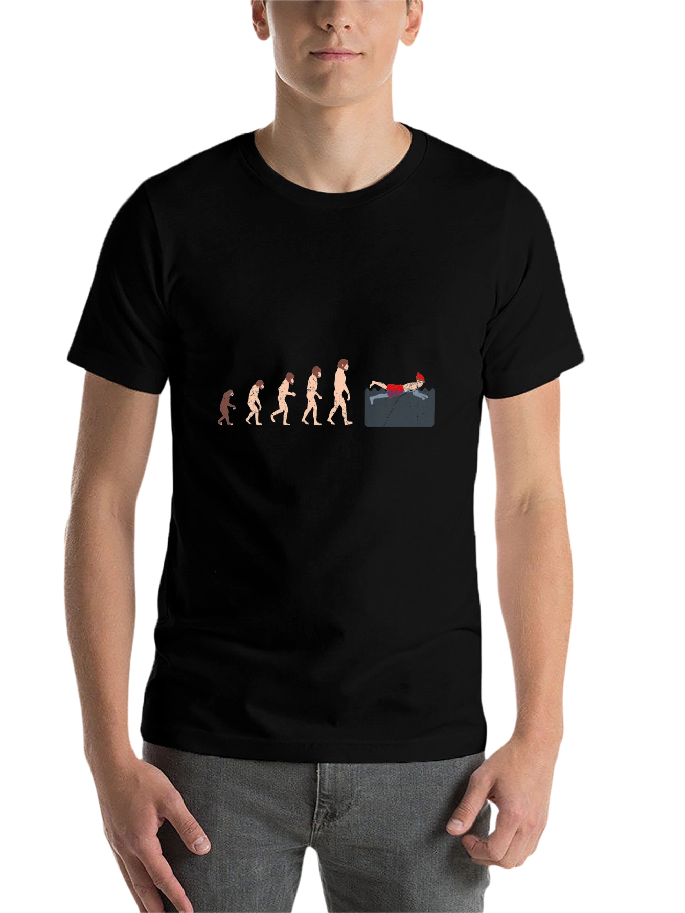 Black Evolution of Swimming Black T-Shirt view 7
