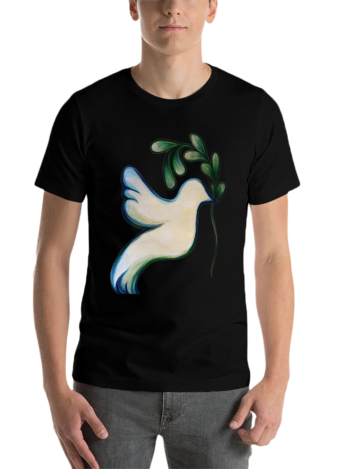 Black Dove of Peace Graphic Tee - Unisex Black T-Shirt view 7