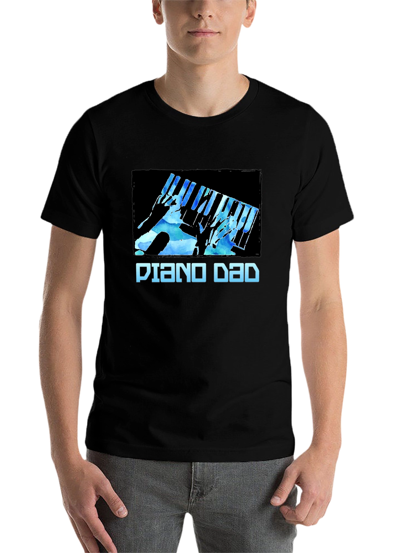 Black Piano Dad Graphic T-Shirt - Musician's Gift view 7