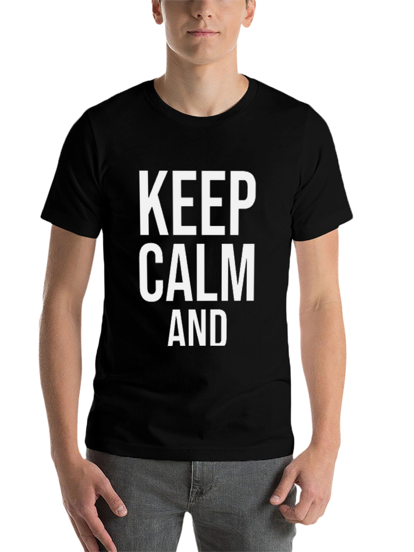 Black Keep Calm Graphic Tee - Classic Slogan Shirt view 7