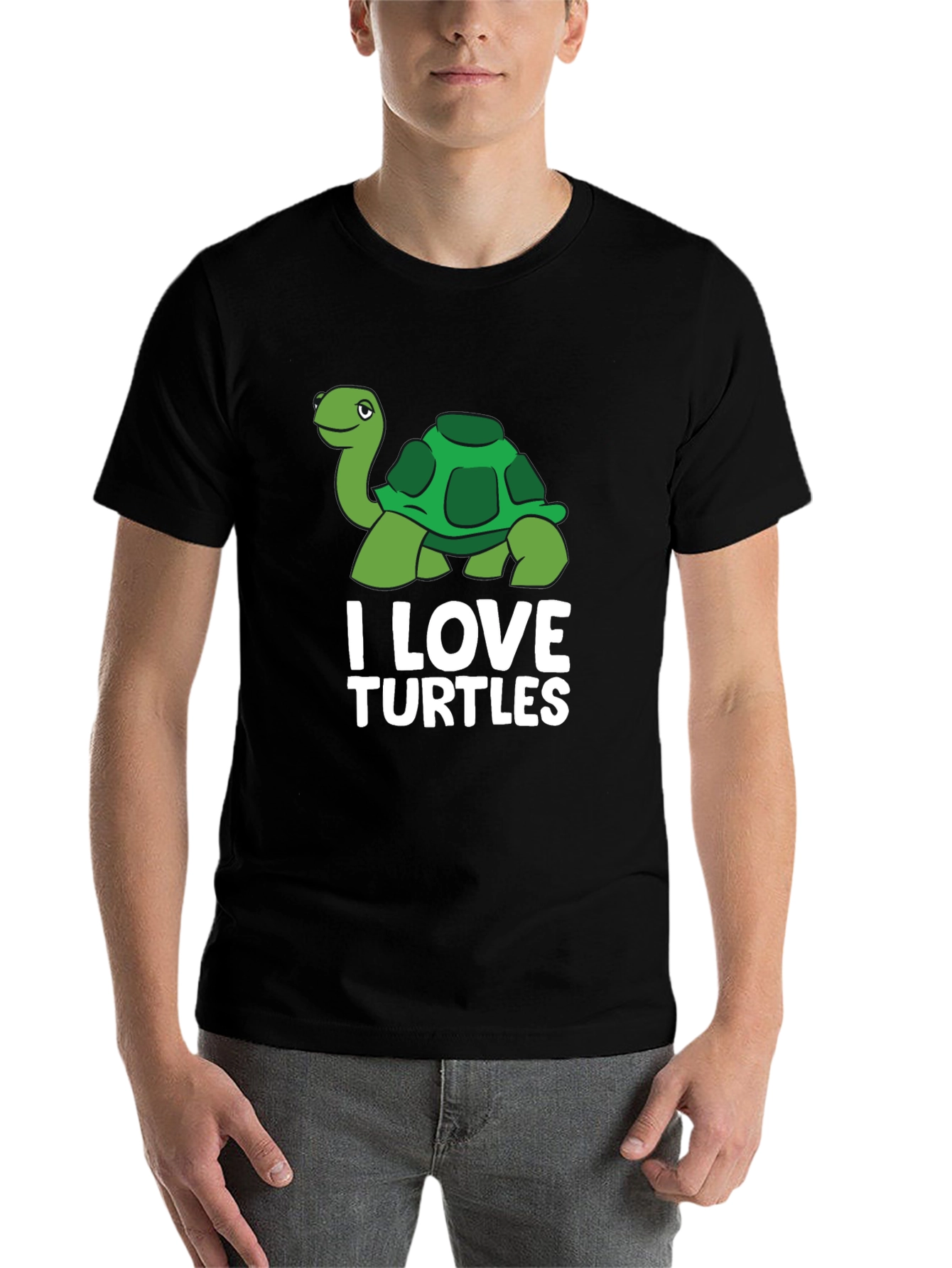 Black I Love Turtles Graphic T-Shirt view 7