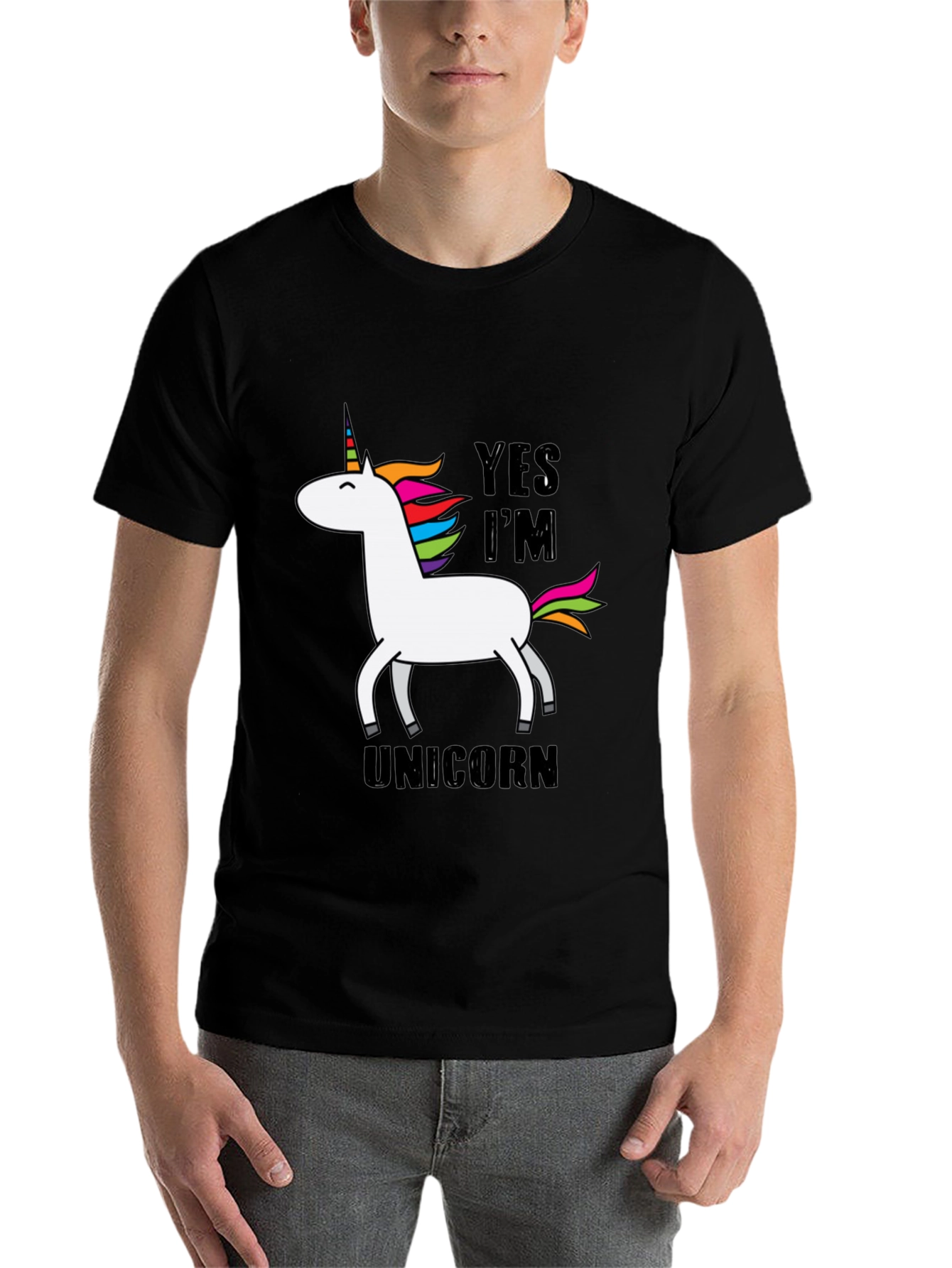 Black Yes I'm a Unicorn T-Shirt - Graphic Tee view 7
