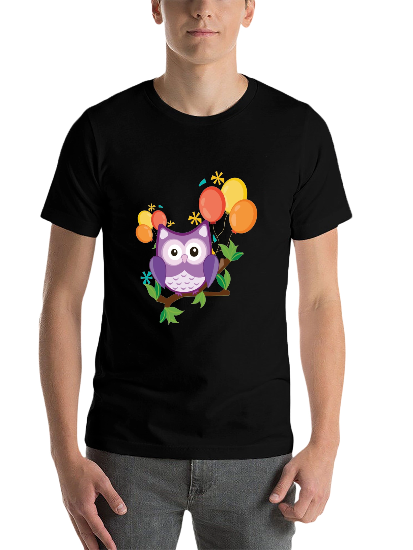 Cute Owl on Branch Graphic Tee - 7