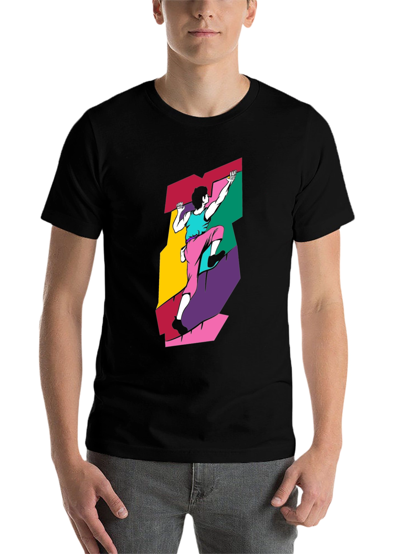 Black Retro Rock Climbing T-Shirt - Unique Graphic Tee view 7