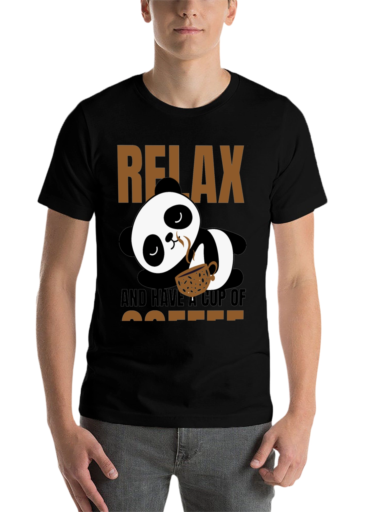Black Relax Panda Coffee T-Shirt view 7