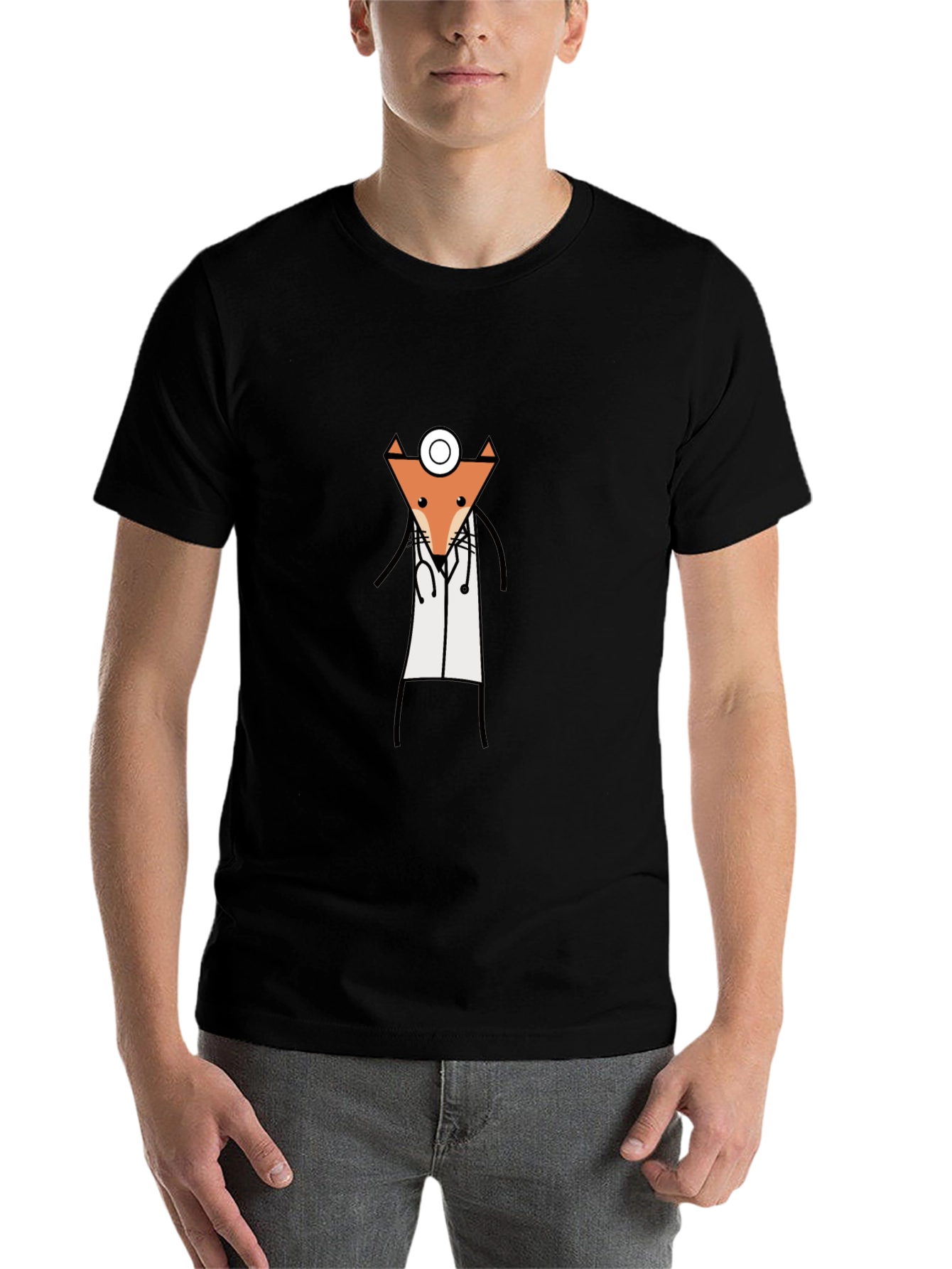 Black Fox Doctor T-Shirt - Cute Animal Tee view 7