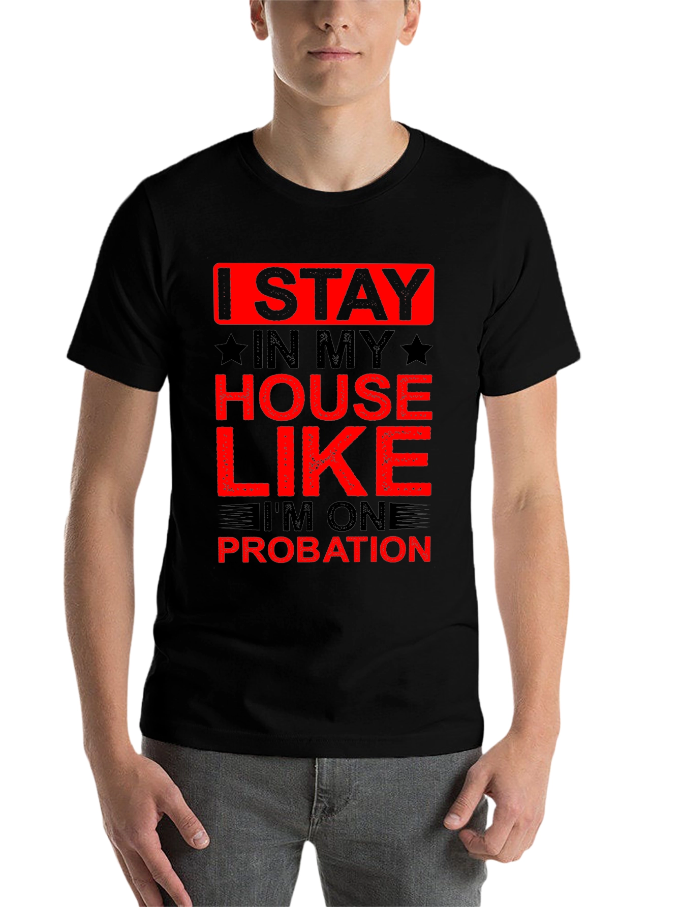 Black Stay Home Probation Graphic T-Shirt view 7