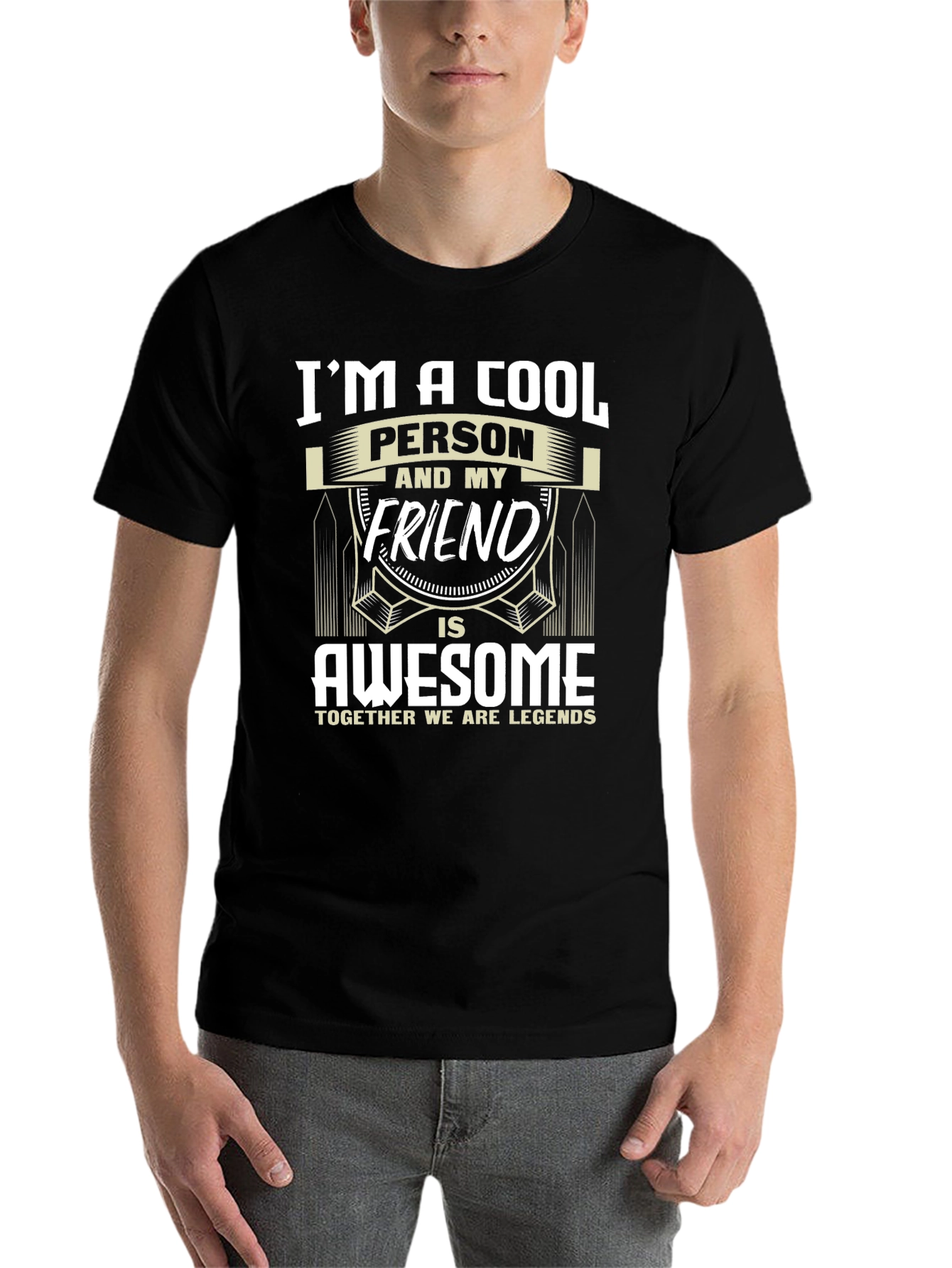 Black Cool Person & Awesome Friend T-Shirt view 7