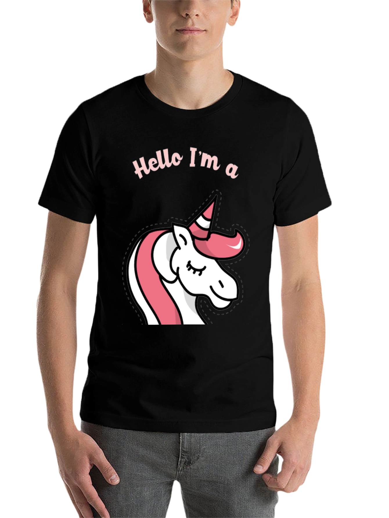 Black Hello I'm a Unicorn Black T-Shirt view 7