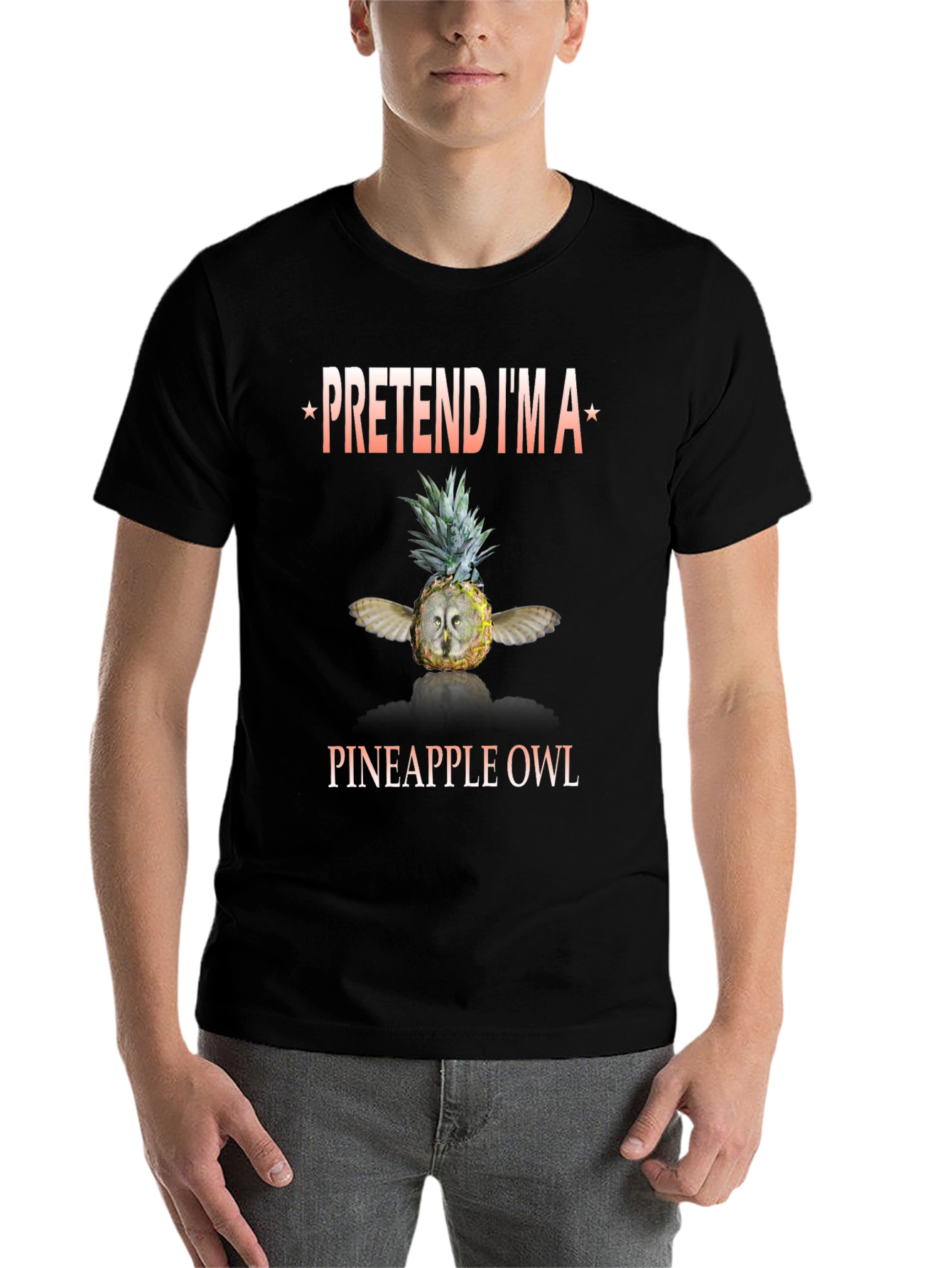 Black Pineapple Owl Graphic T-Shirt - Pretend I'm a Pineapple Owl view 7