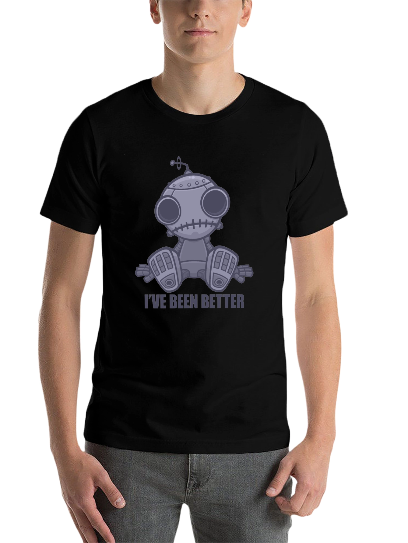 Black I've Been Better Robot T-Shirt - Unisex Graphic Tee view 7