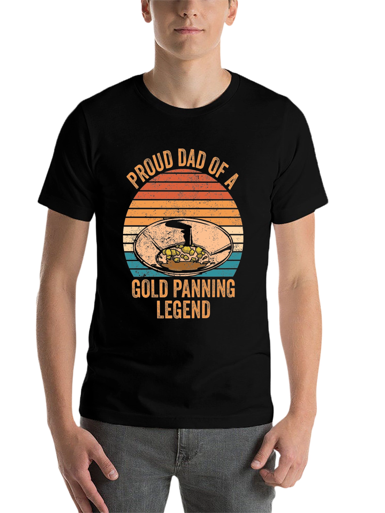 Black Proud Dad of a Gold Panning Legend T-Shirt view 7