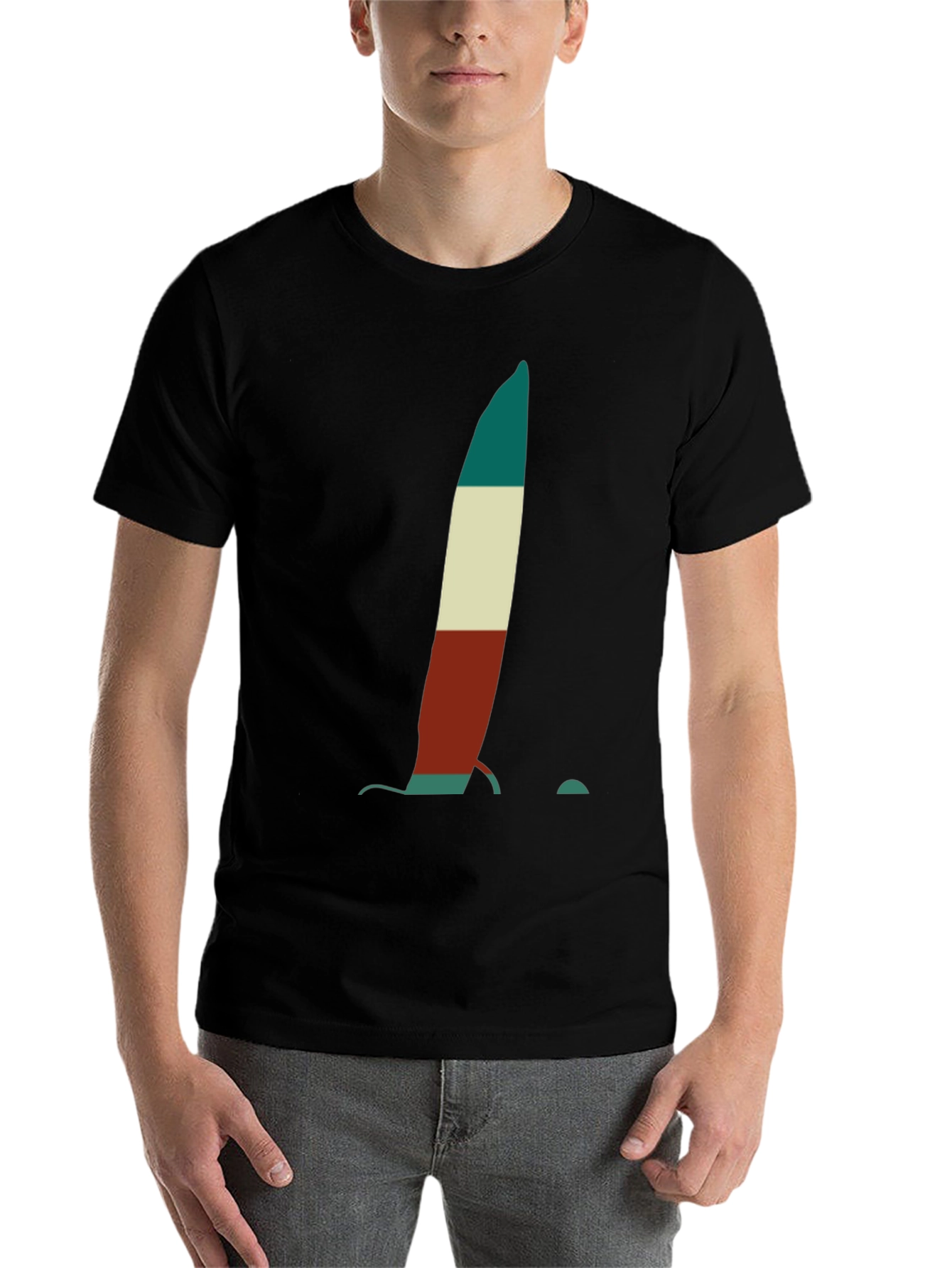 Black Abstract Sailboat Tee - Black Cotton Graphic T-Shirt view 7