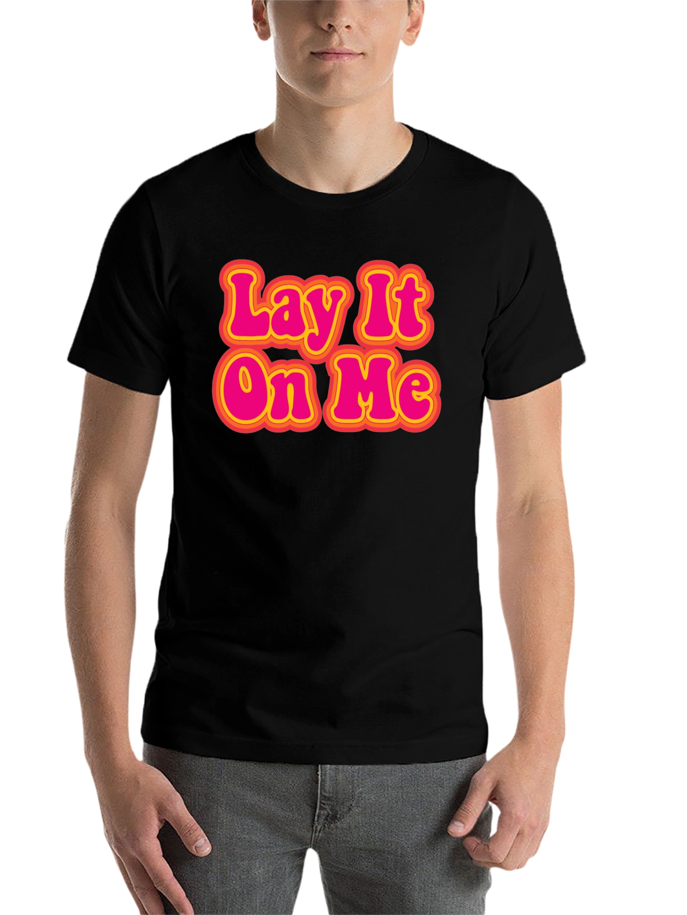 Black Lay It On Me Retro Graphic T-Shirt view 7