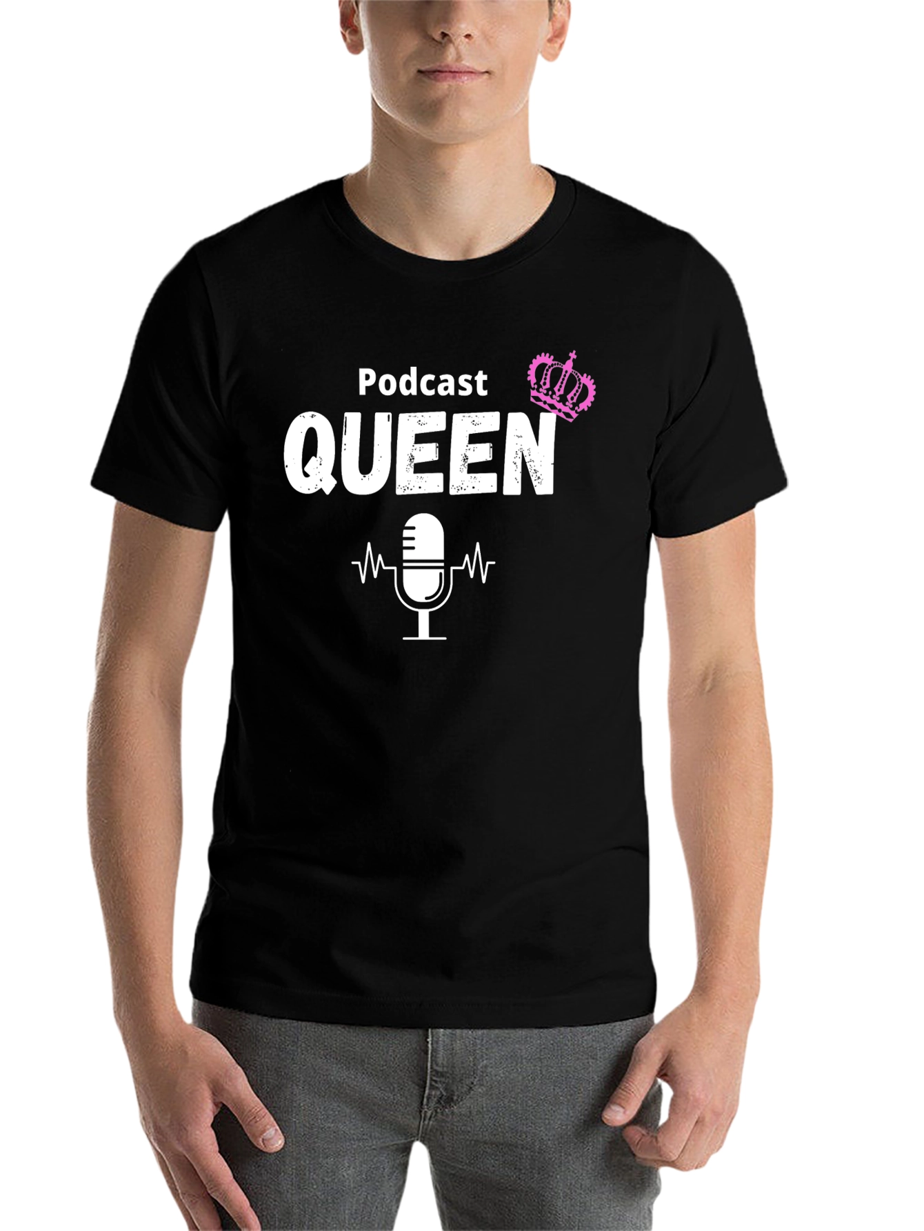 Black Podcast Queen T-Shirt - Perfect for Female Podcasters view 7