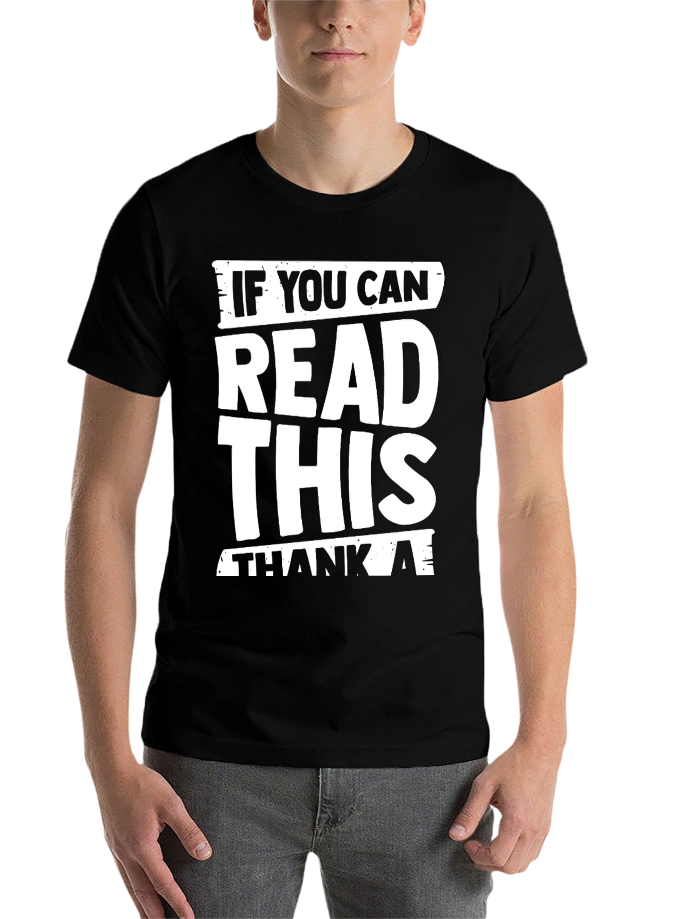 Black Funny Graphic T-Shirt - If You Can Read This view 7