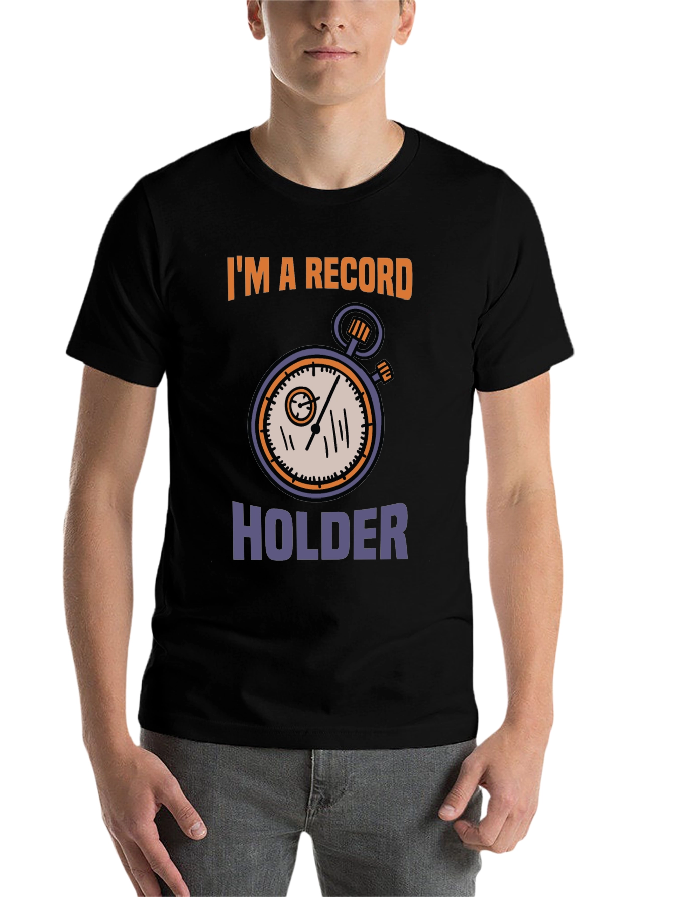 Black Record Holder Graphic Tee - Unique Design view 7