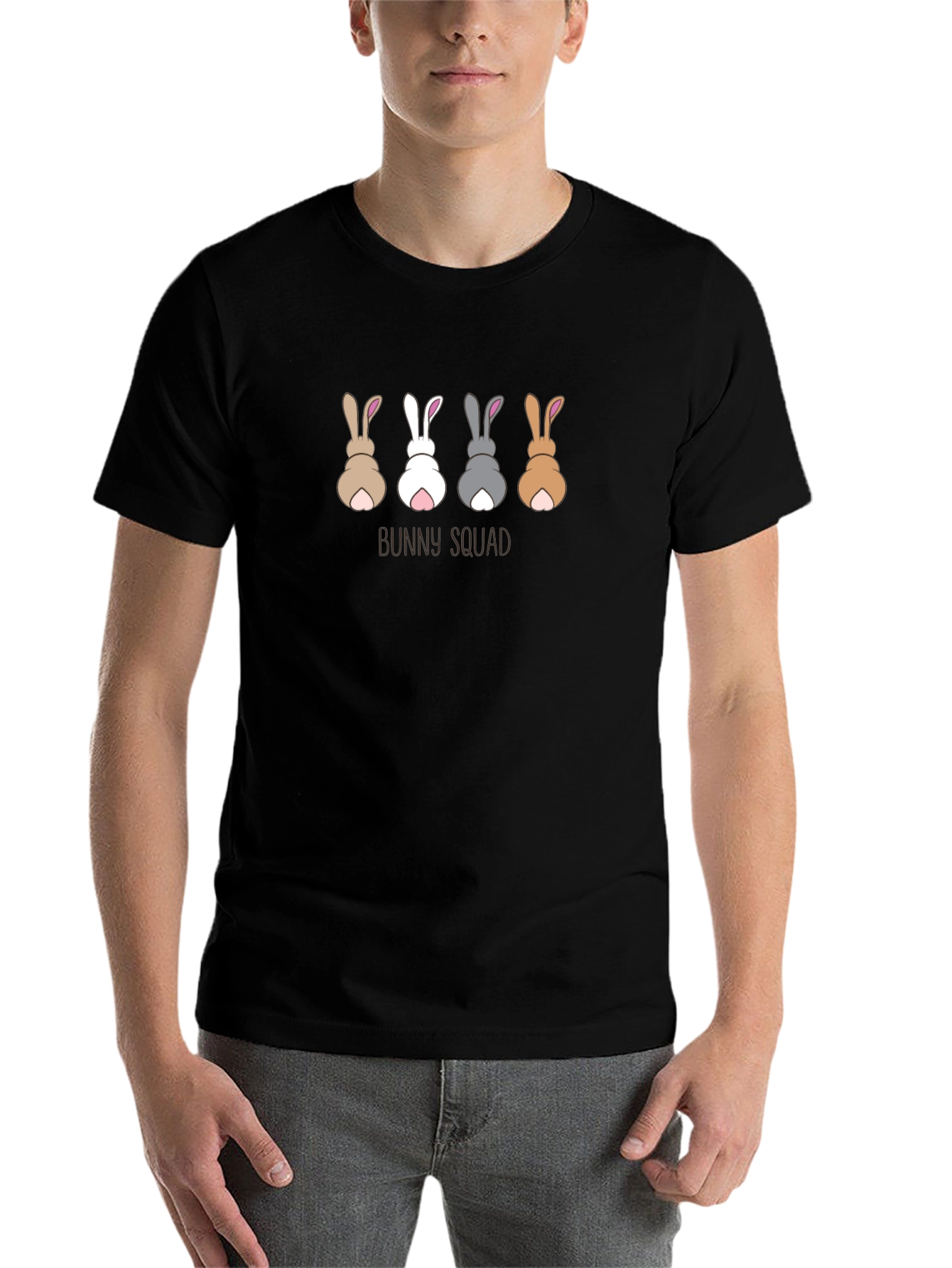 Camiseta Negra "Bunny Squad" Diseño Divertido