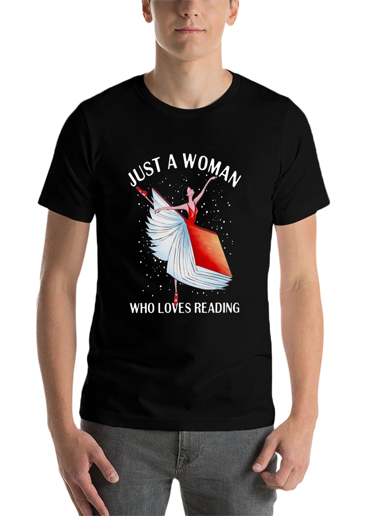 Black Just A Woman Who Loves Reading T-Shirt view 7
