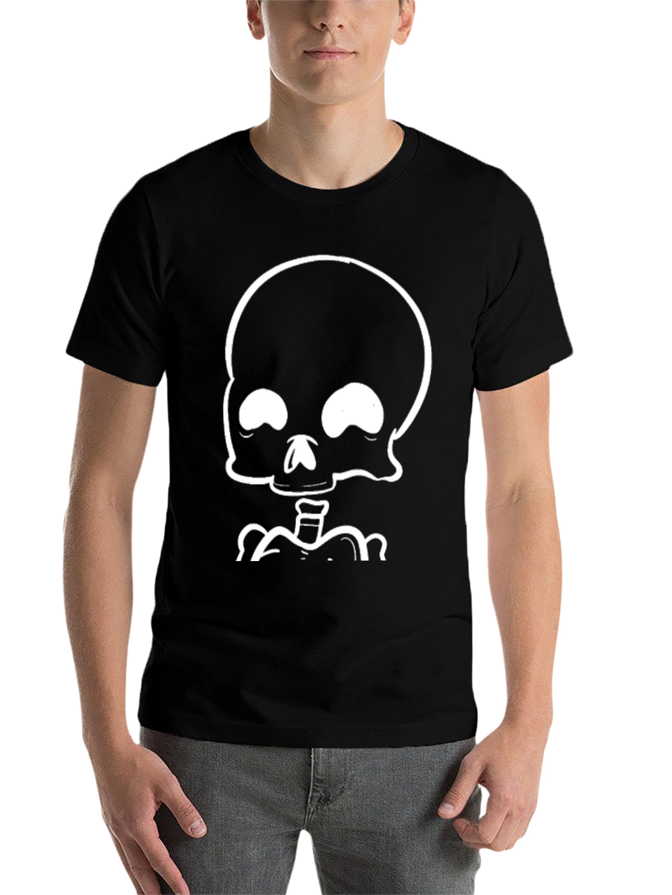 Black Black T-Shirt with White Skeleton Graphic view 7