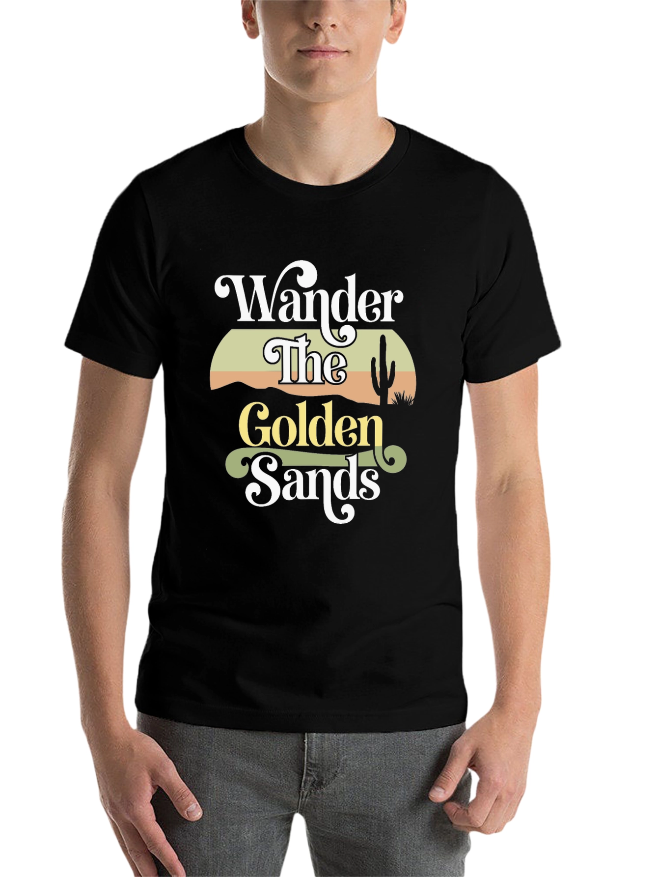 Black Wander the Golden Sands Graphic Tee - Black Cotton Comfort view 7