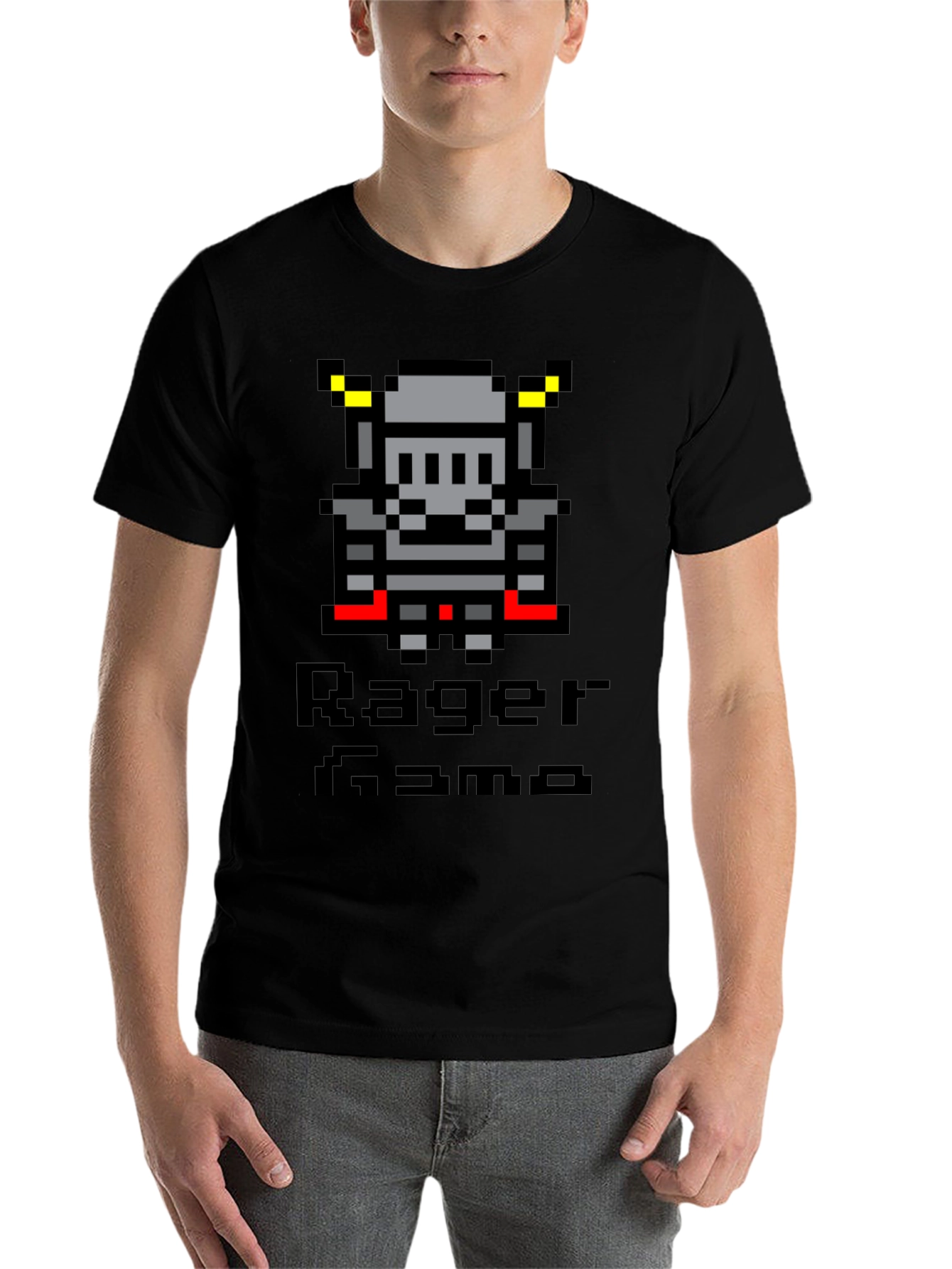 Black Pixel Knight T-Shirt - Rage Game Tee view 7