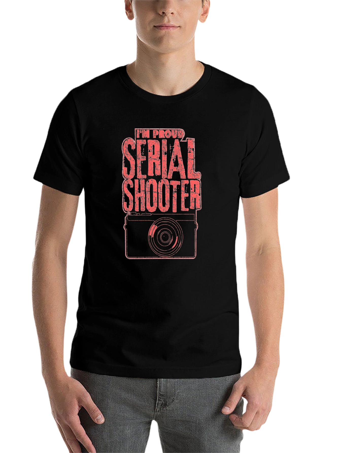 Black Serial Shooter Camera T-Shirt view 7