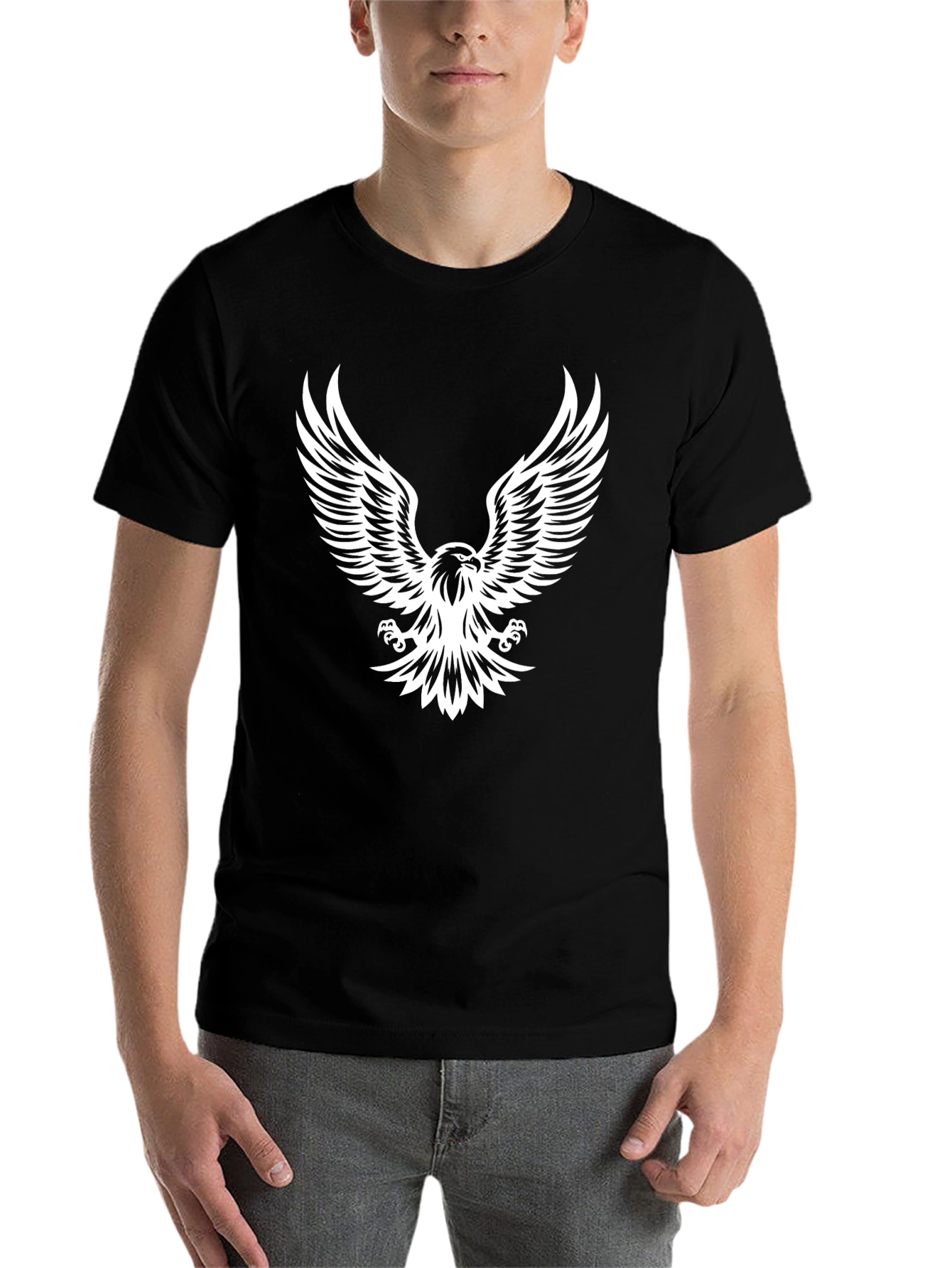 Black Black Eagle Graphic Tee - Cool Bird Print view 7