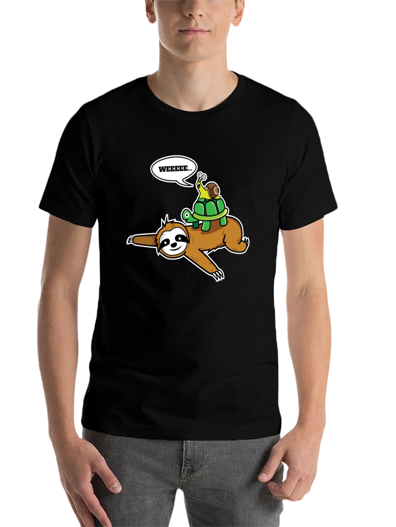 Black Sloth, Turtle & Snail Tee - 'WEEEEE...' Humor! view 7