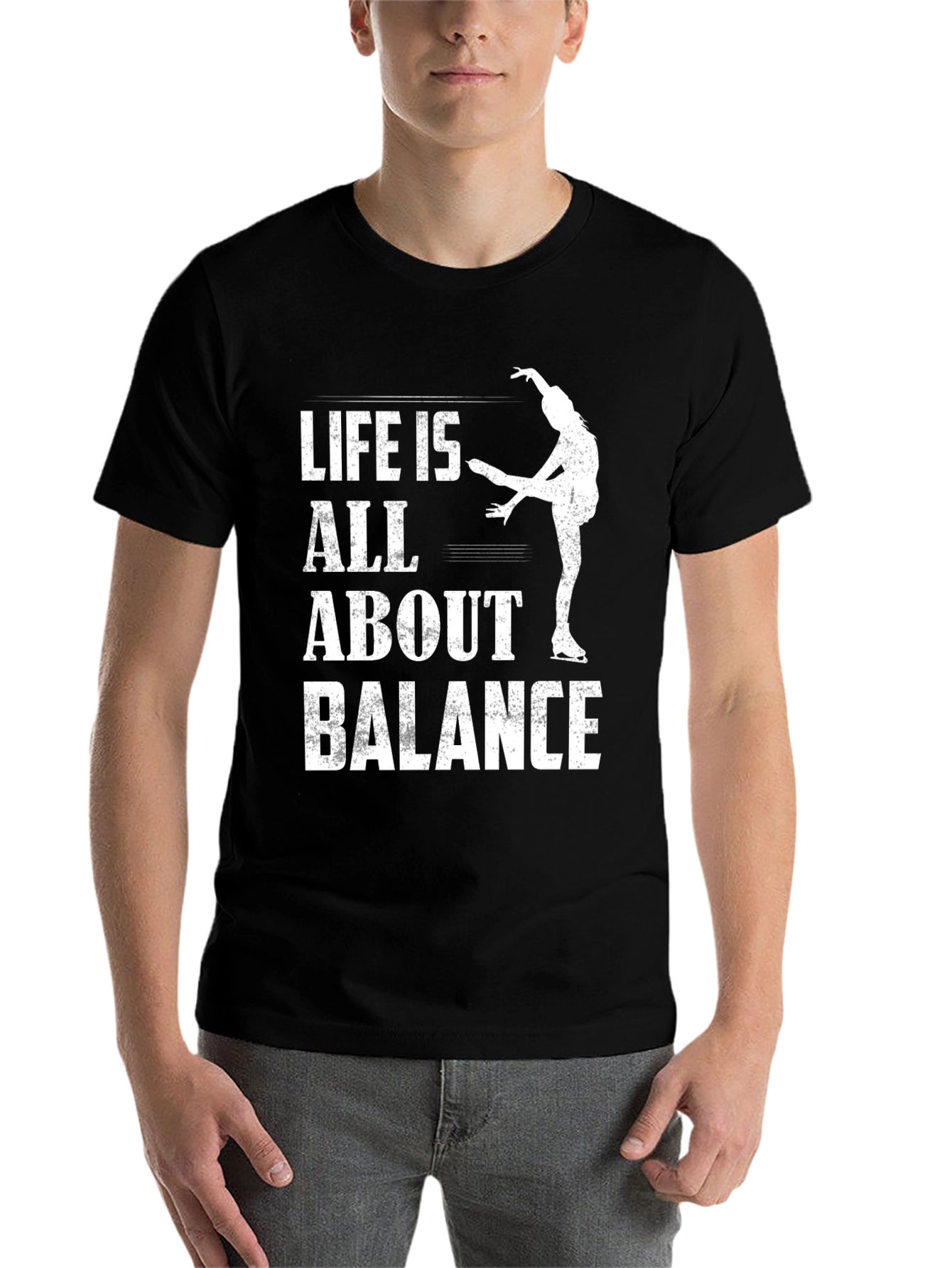 Black Life Is All About Balance T-Shirt - Ice Skating Apparel view 7