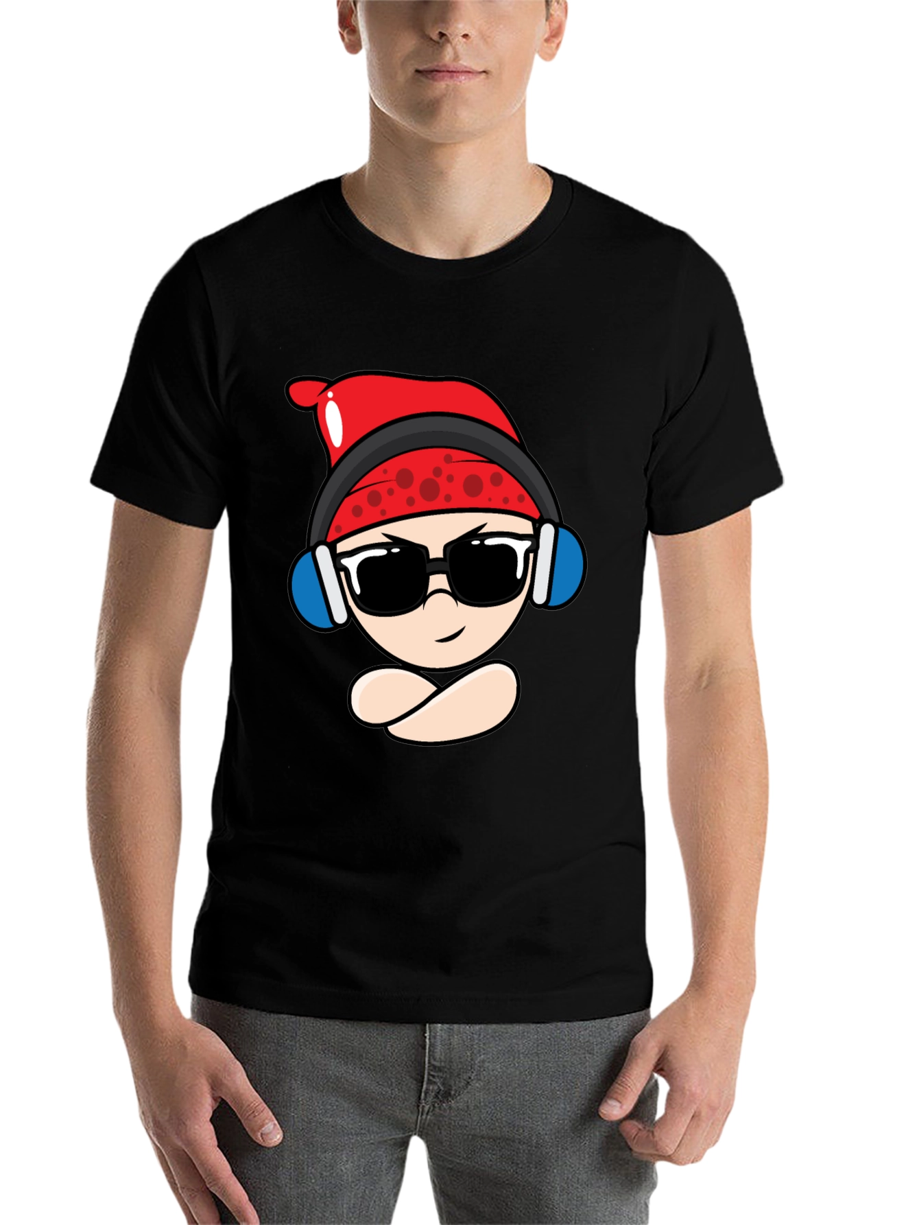 Black Cool Cartoon Character Black T-Shirt view 7
