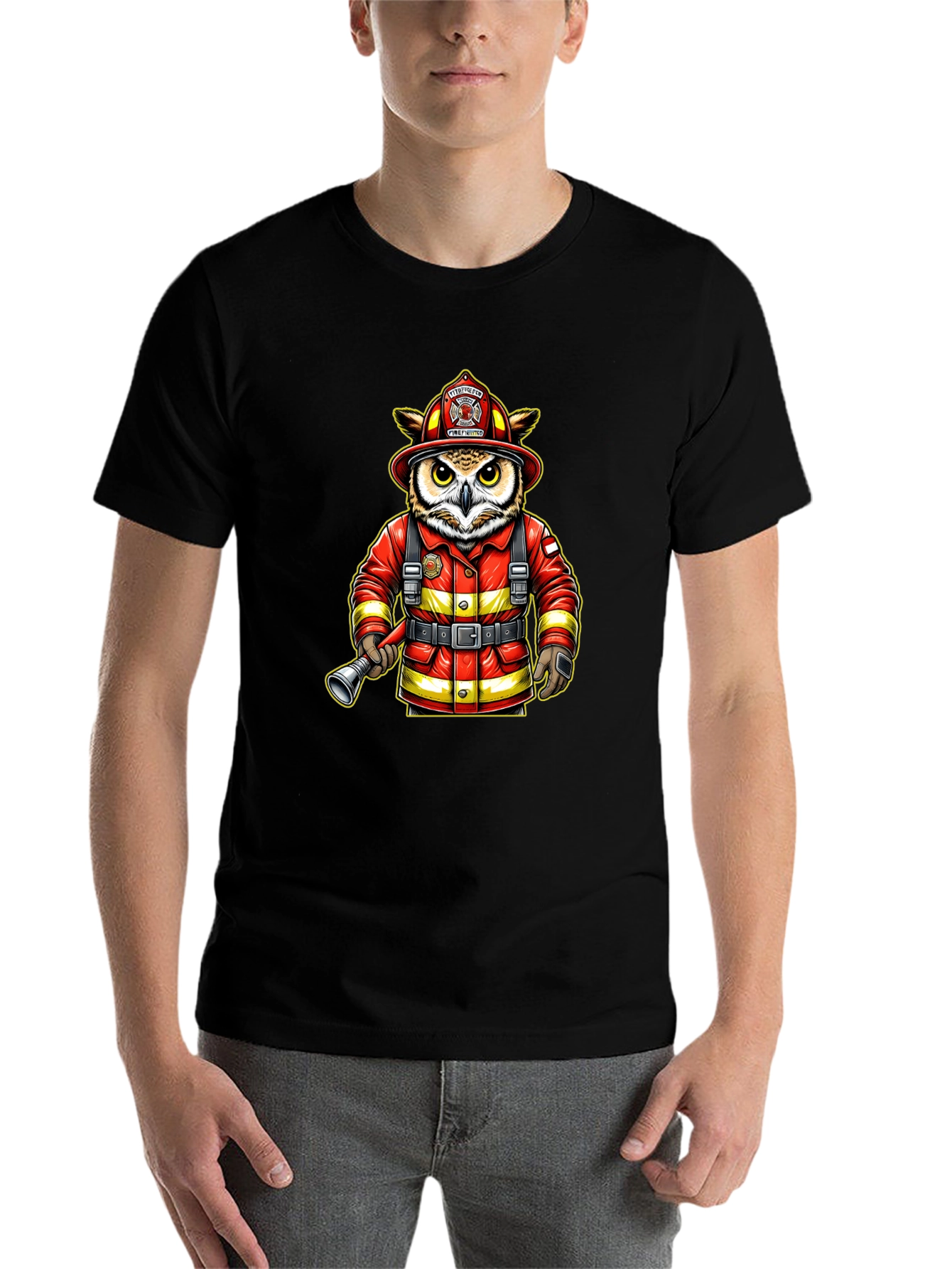 Black Owl Firefighter T-Shirt view 7