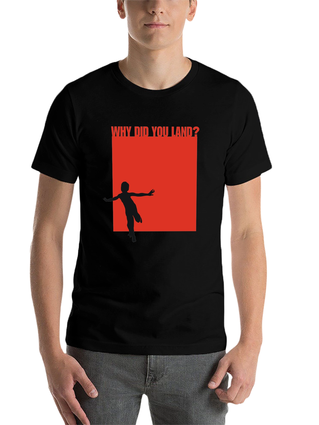Black Why Did You Land? Graphic T-Shirt view 7