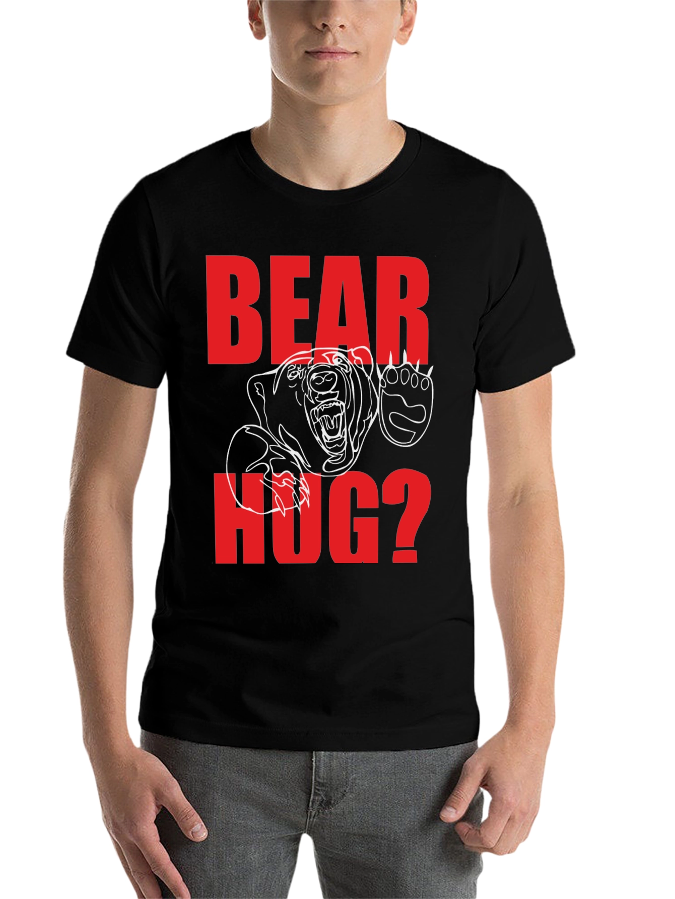 Black Bear Hug Graphic Tee - Black Cotton Blend view 7