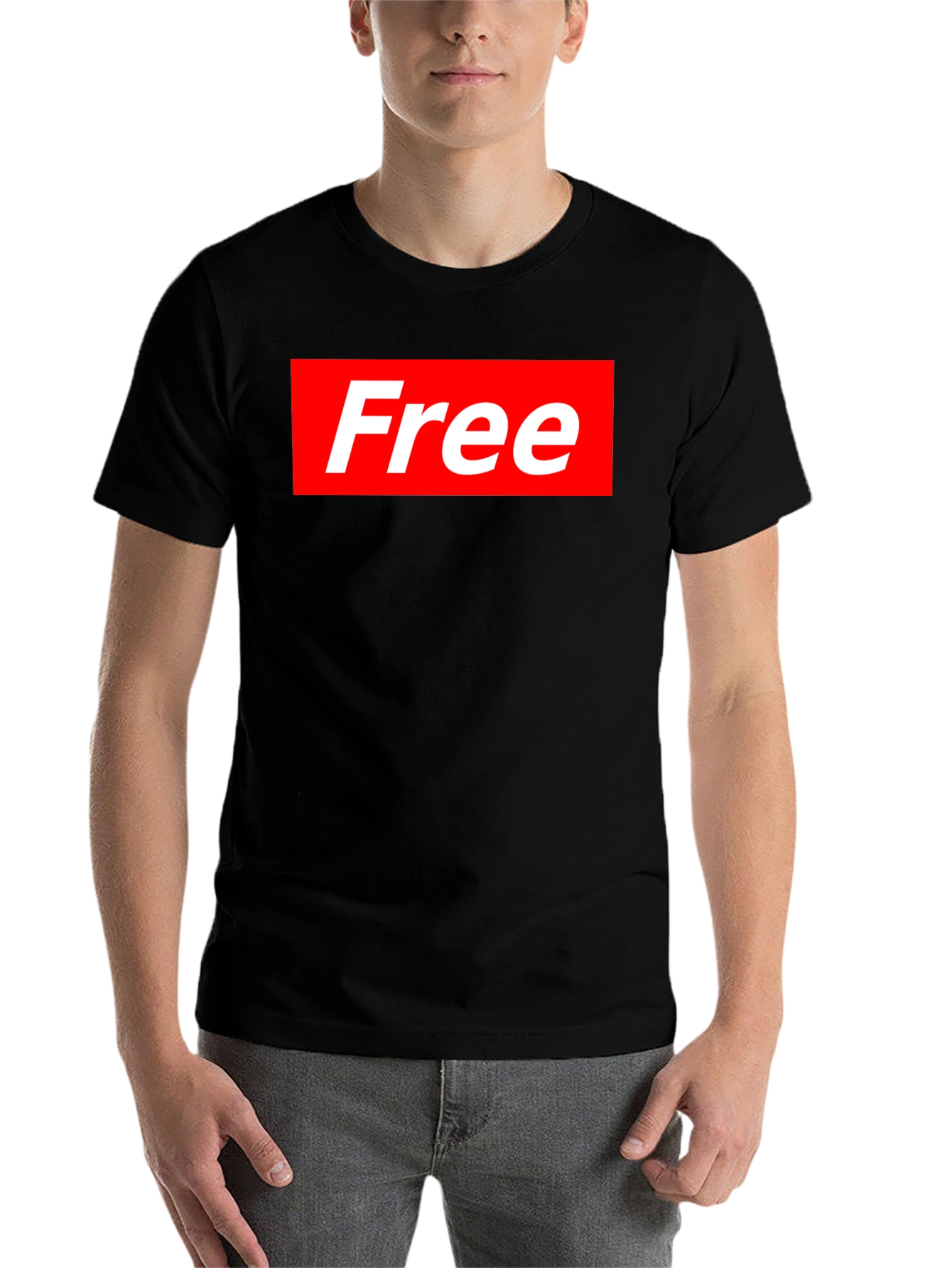 Black Free Supreme Style T-Shirt - Black Cotton Blend Tee view 7
