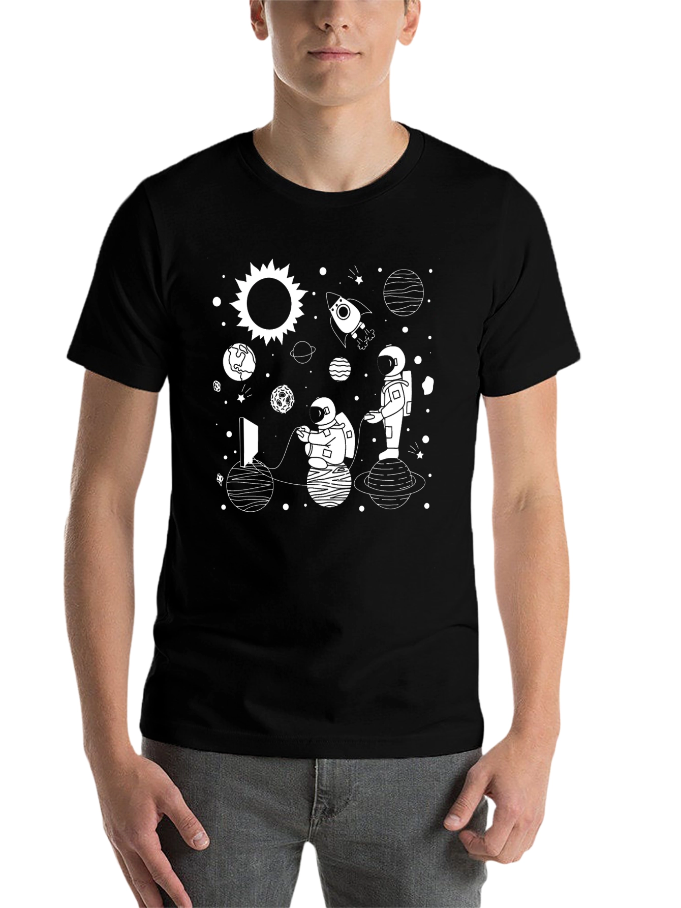 Black Astronaut Gaming T-Shirt - Space Lover Gift view 7