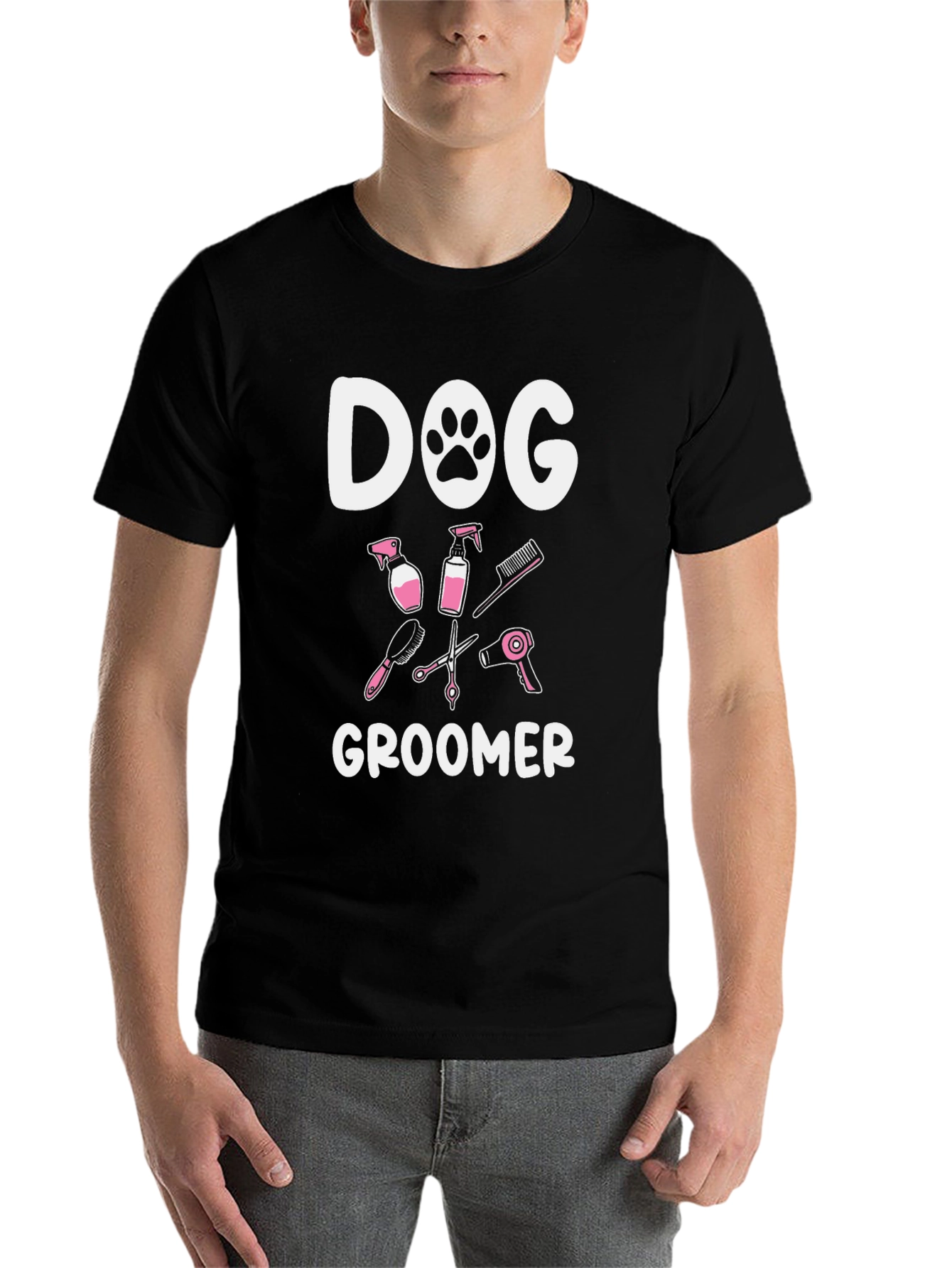 Black Dog Groomer T-Shirt - Black Cotton Tee view 7