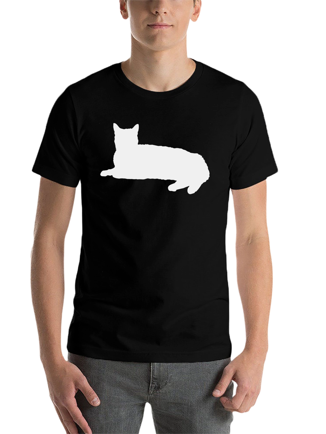 Black Cat Silhouette Black T-Shirt view 7