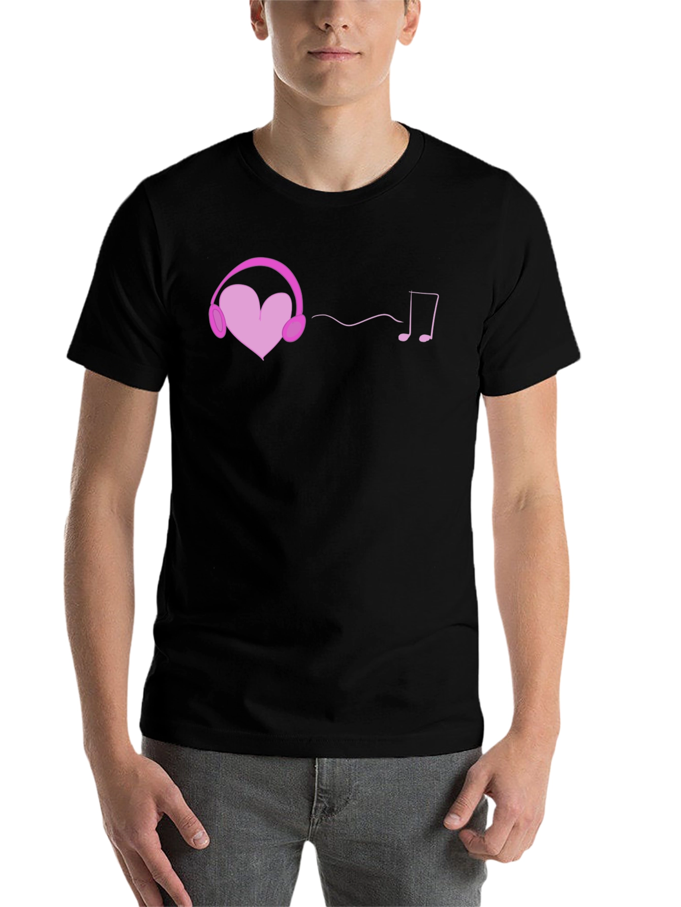 Black Heart Headphones Graphic Tee - Music Lover T-Shirt view 7