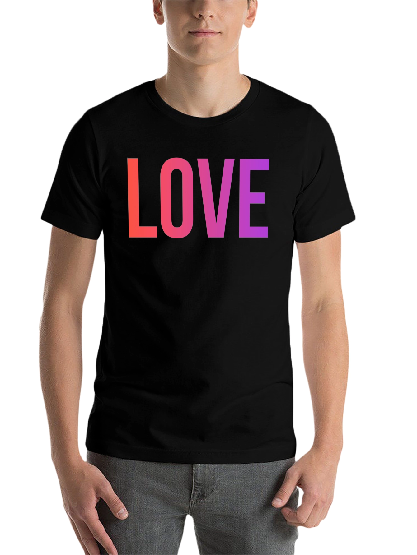 Black LOVE Graphic Tee - Gradient Word Design view 7