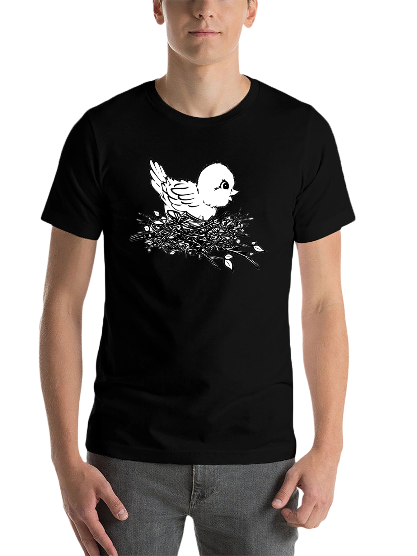Black Cute Chick in Nest Graphic T-Shirt - Black view 7