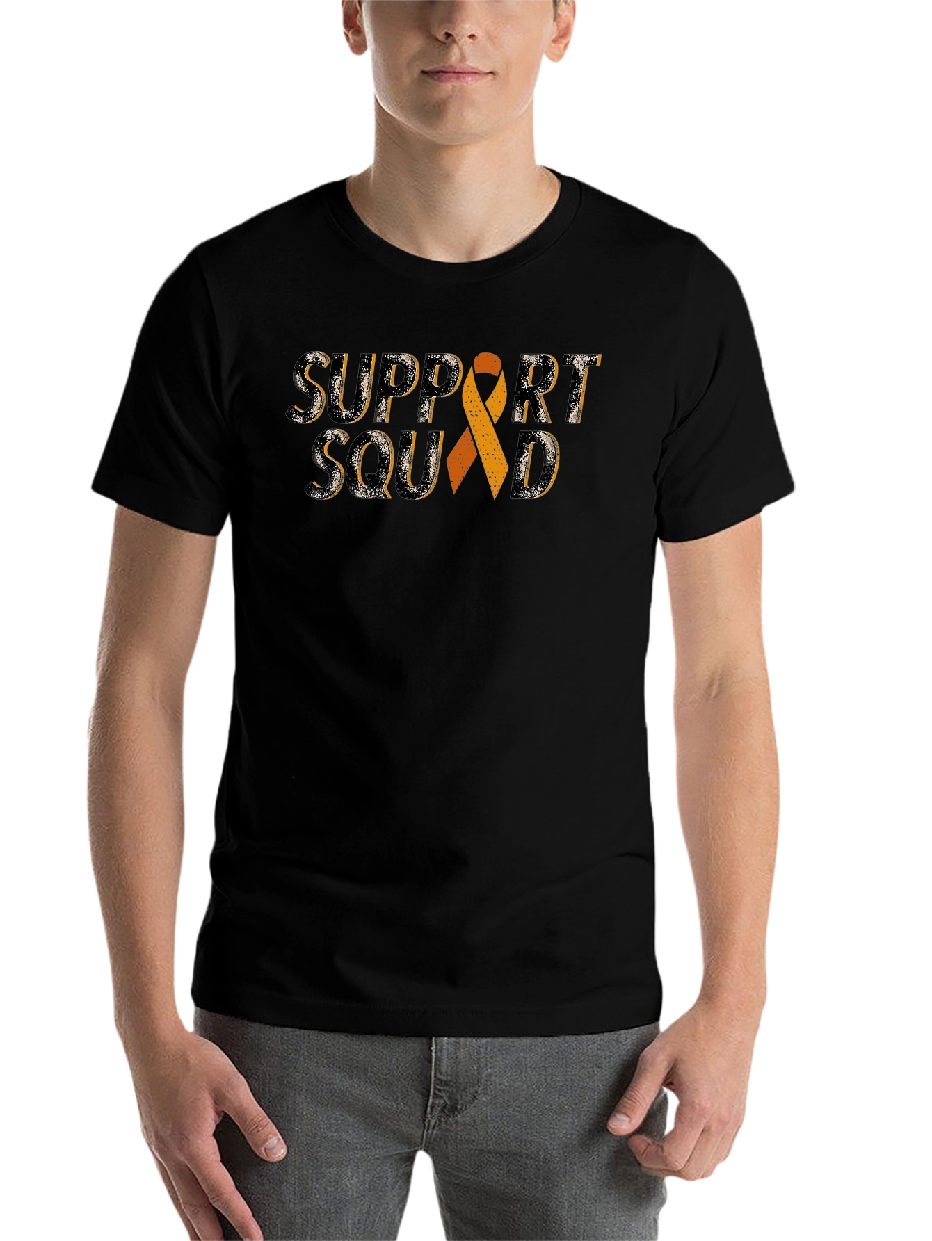 Black Support Squad Awareness Ribbon T-Shirt view 7